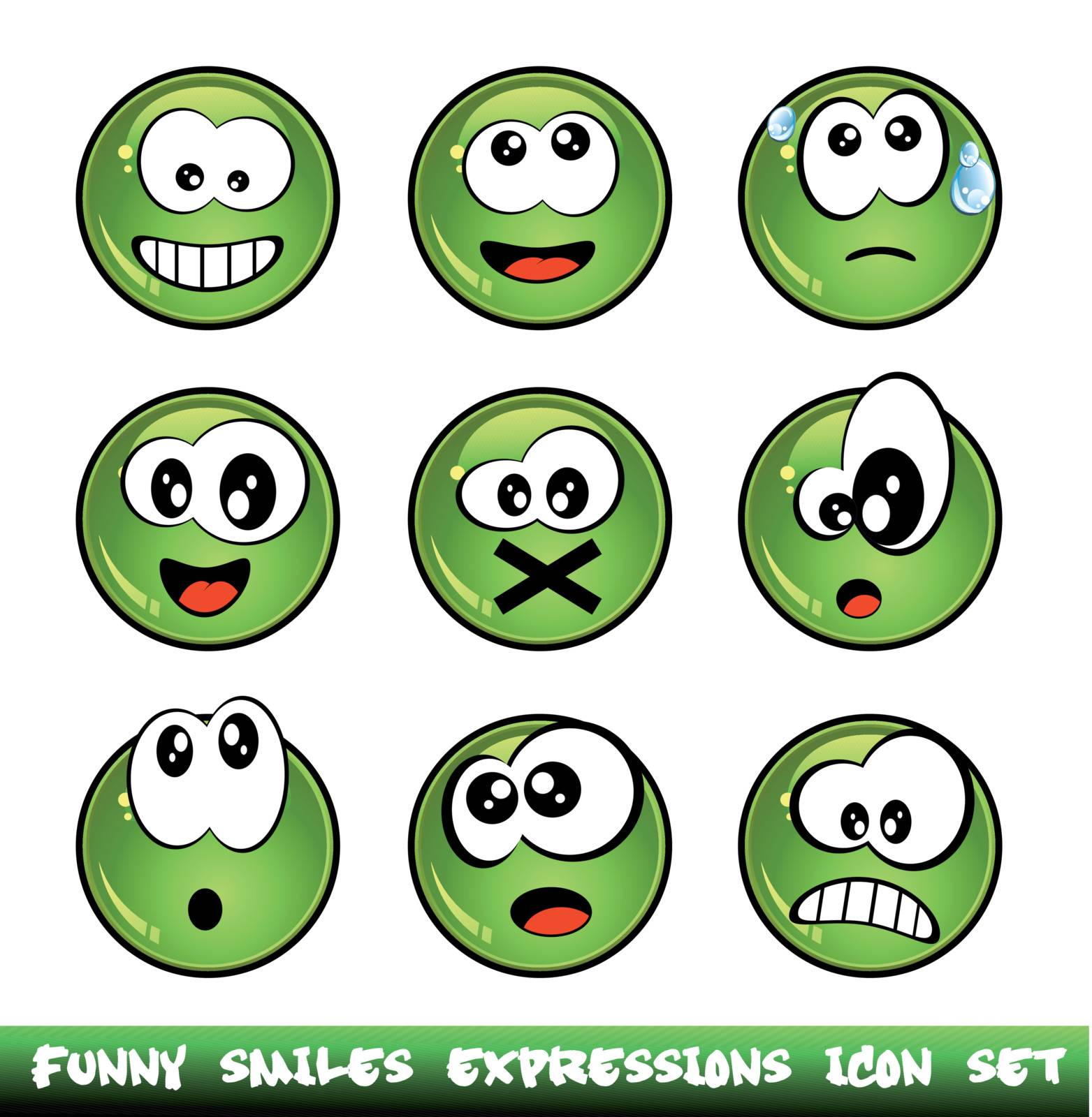 Colorful Set of Funny Smiles with different expressions