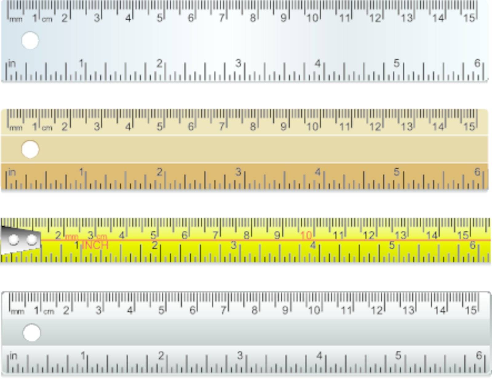 vector set of rulers and measuring tape in millimeters, centimetres and inches