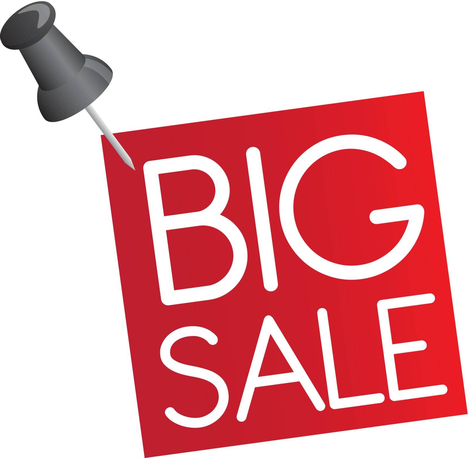 big sale paper with push pin over white background. vector