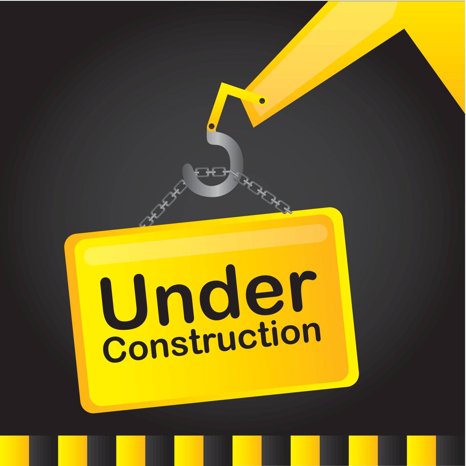 under construction yellow sign over black background. vector