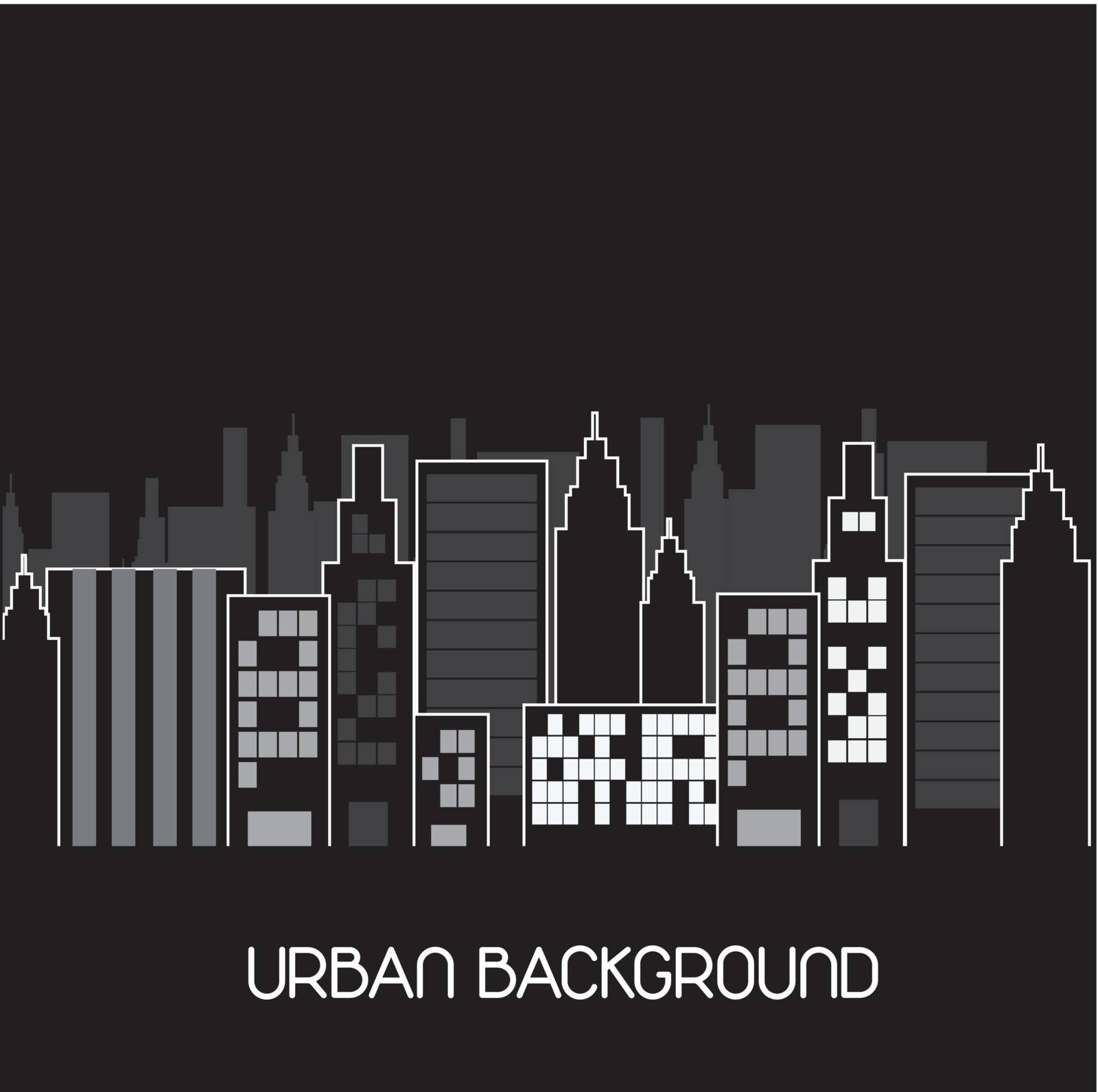 City buildings over black background