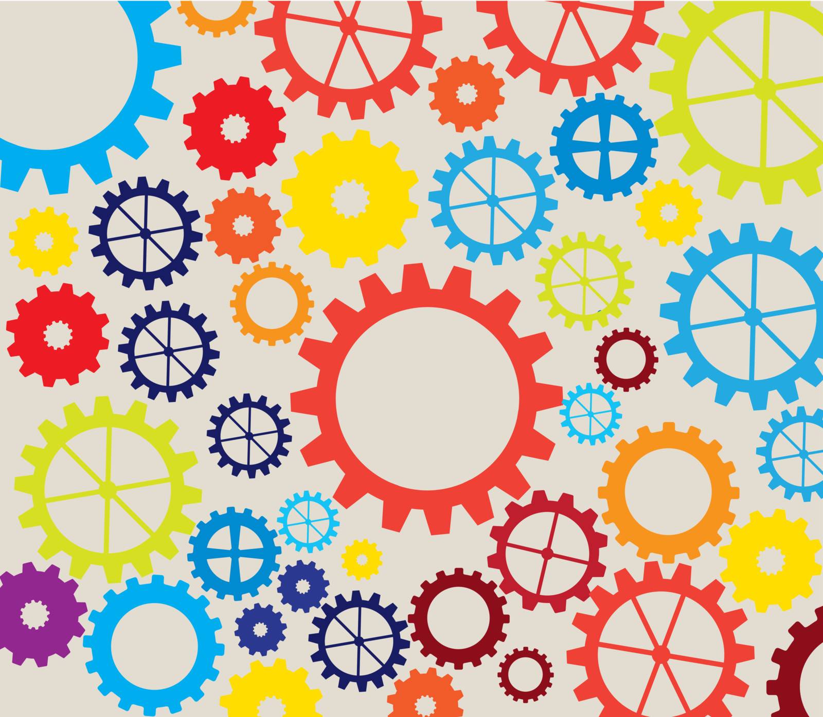 colorful gears over white background