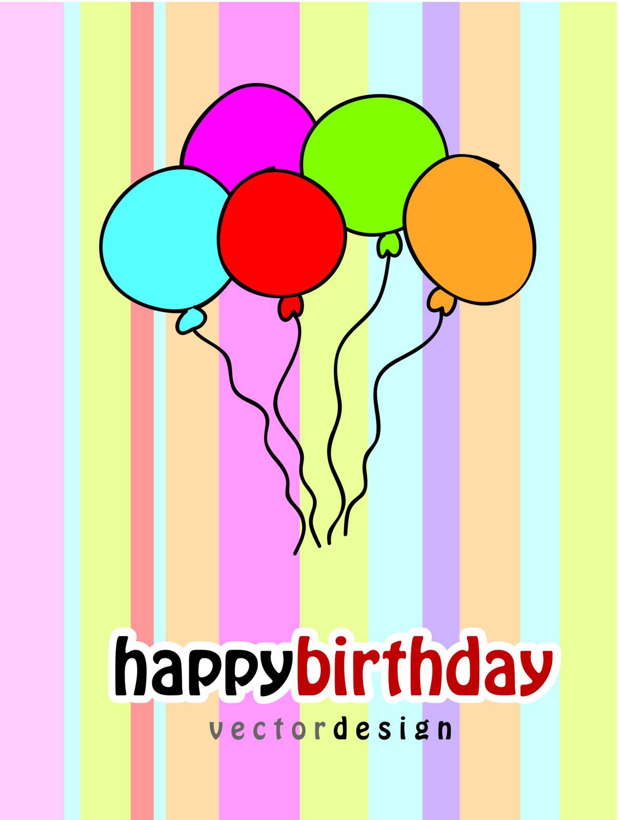 beautiful birthday card and balloons