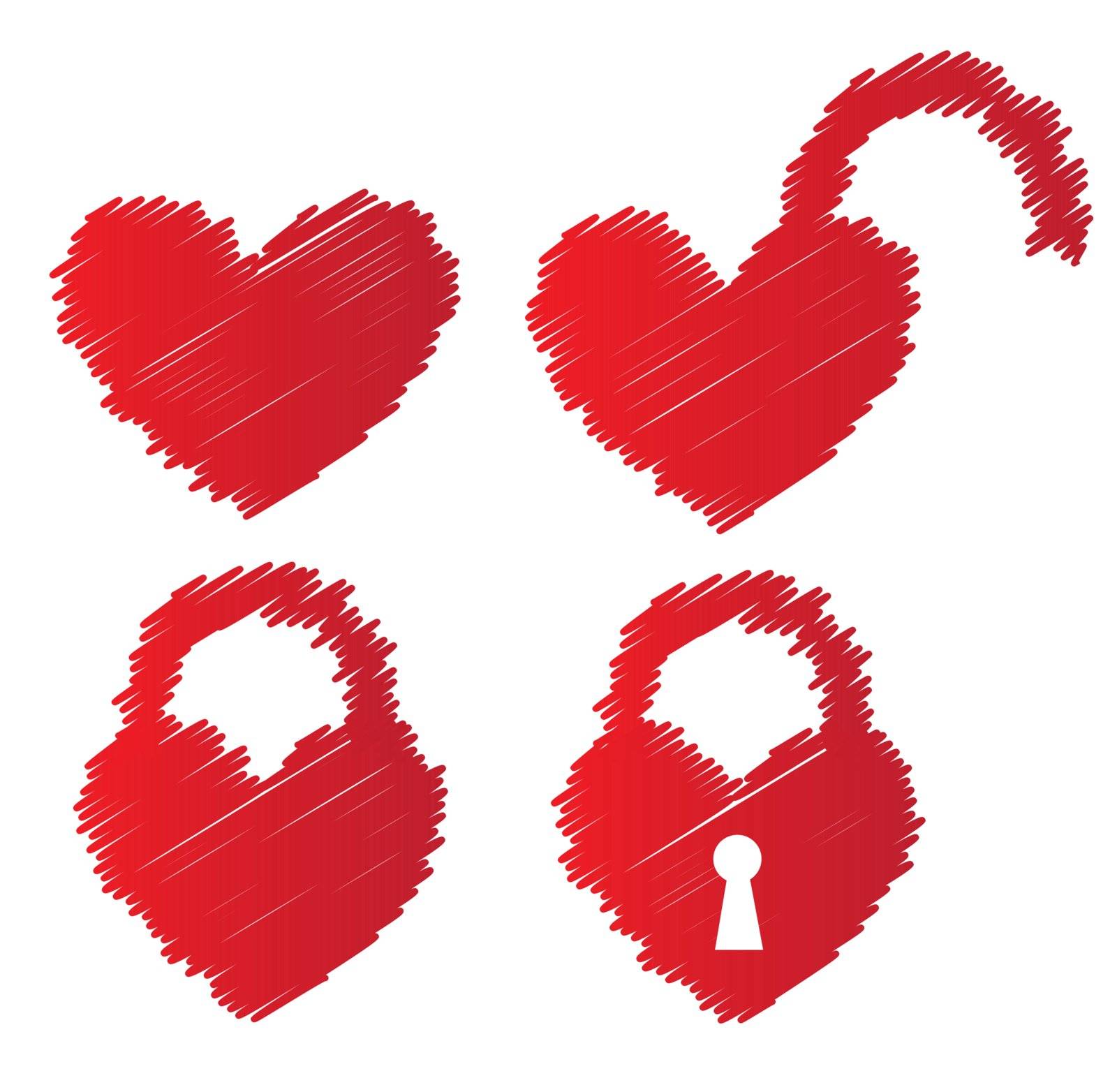 heart shaped padlocks over white background vector illustratin
