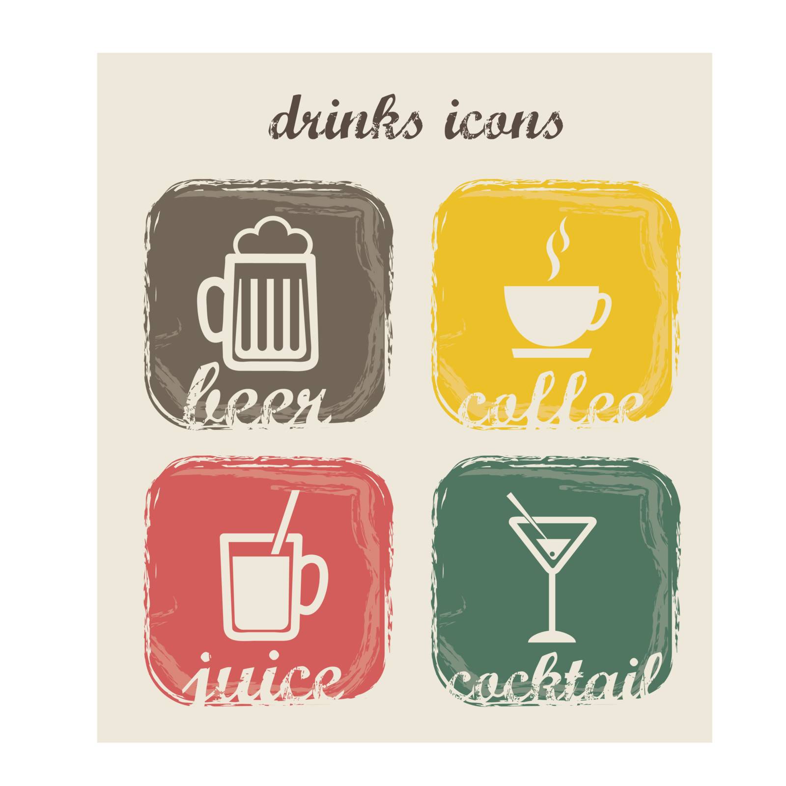 Drinks icons over vintage background vector illustration