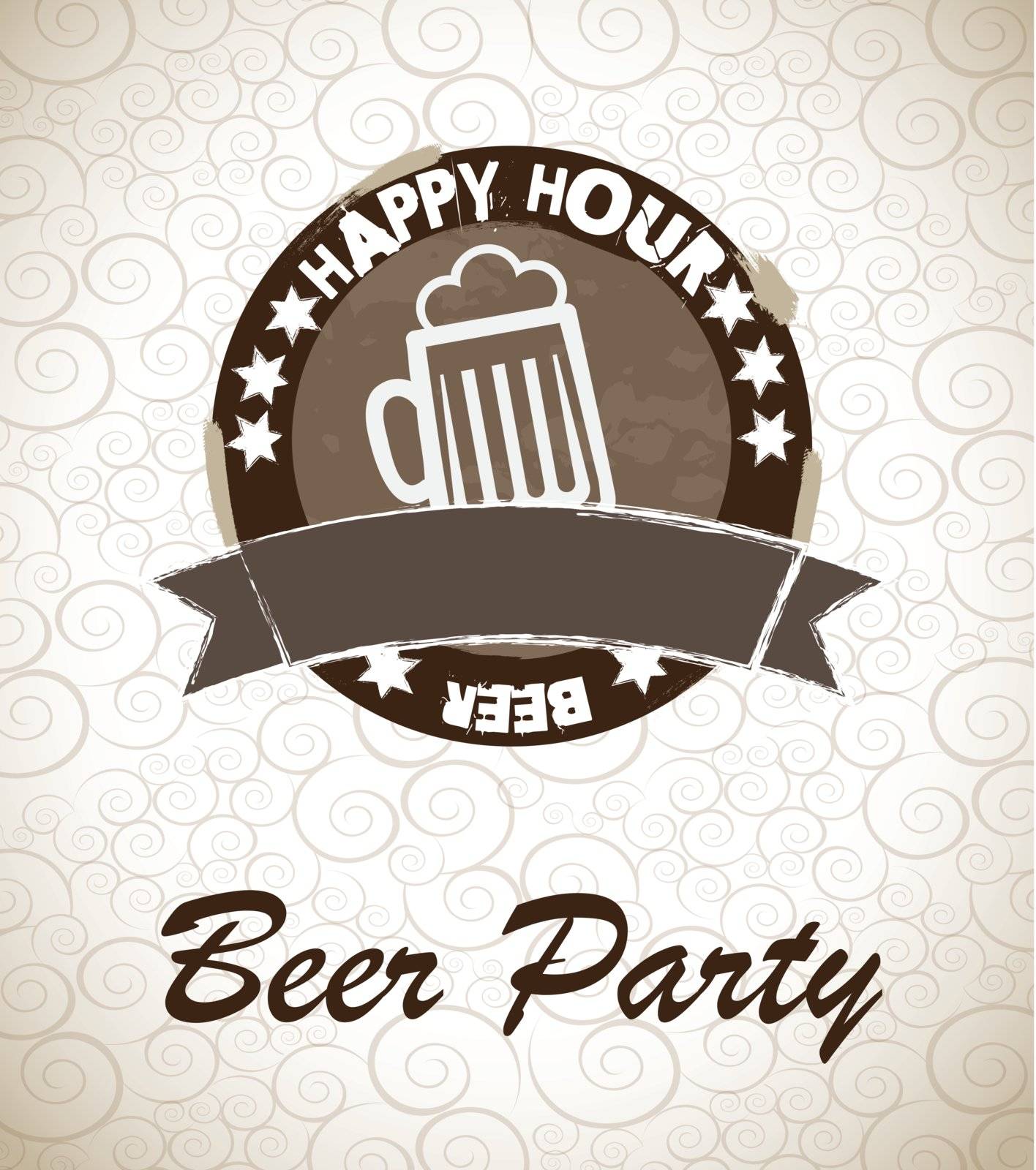 a big glass of beer in signal of happy hour vector illustration