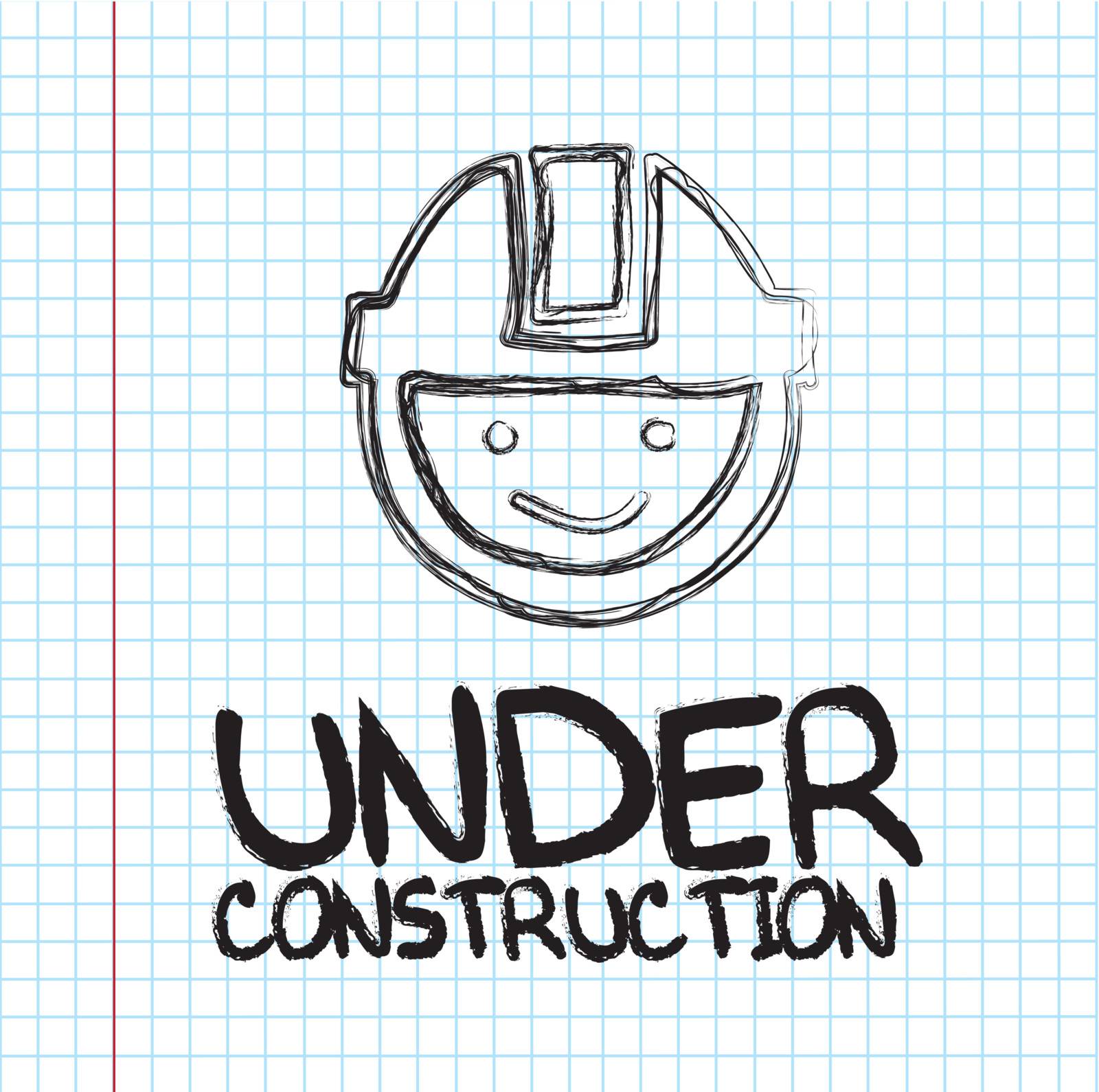 Under construction face over paper background vector illustration