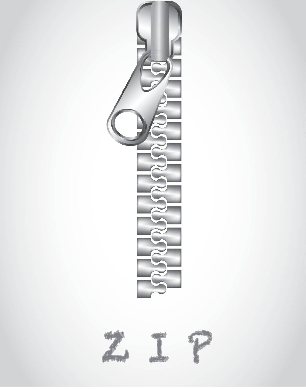 Chrome Zipper over white background vector illustration