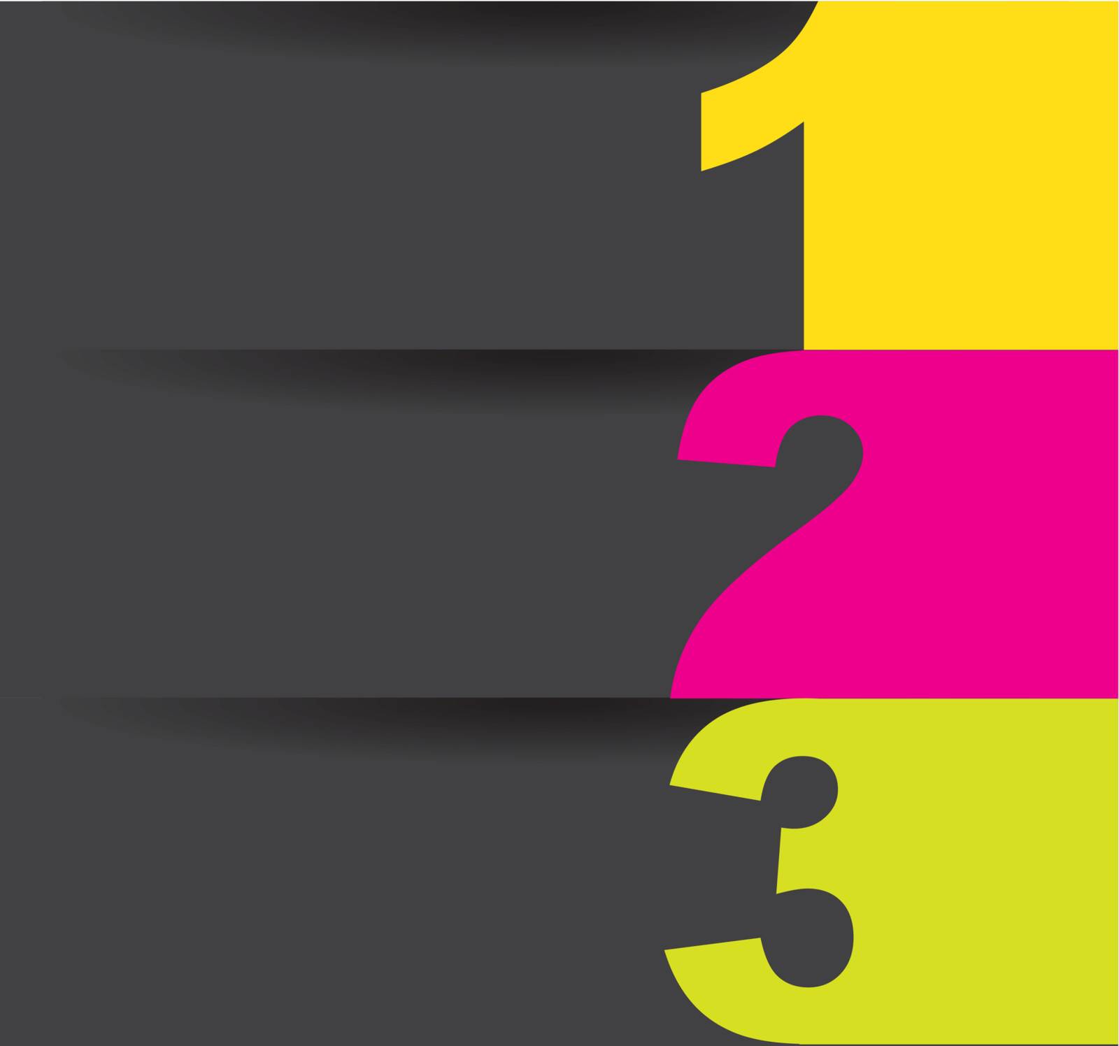 Yellow and pink numbers over gray background vector illustration