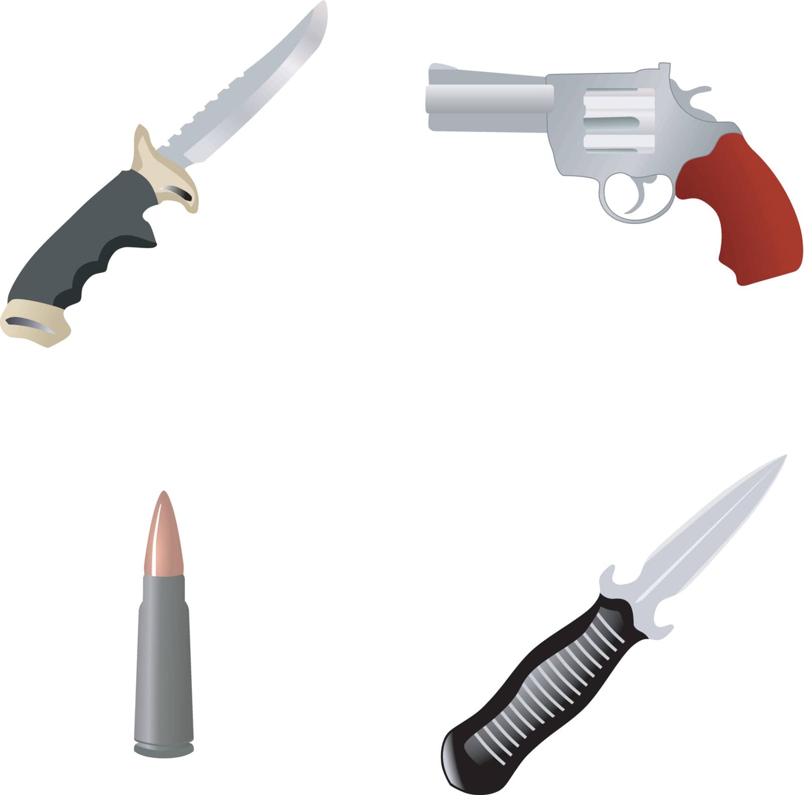 set of the different items of weapon