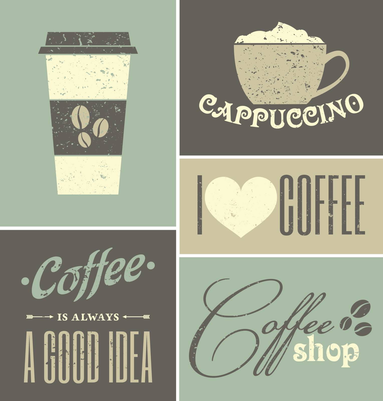 A set of retro design coffee posters.