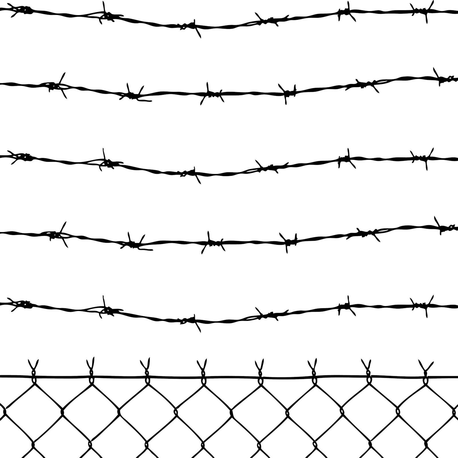 wired fence with five barbed wires