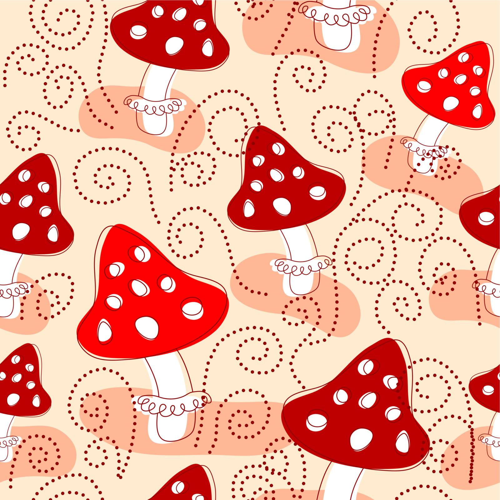 Seamless pattern with mushrooms by Elenita