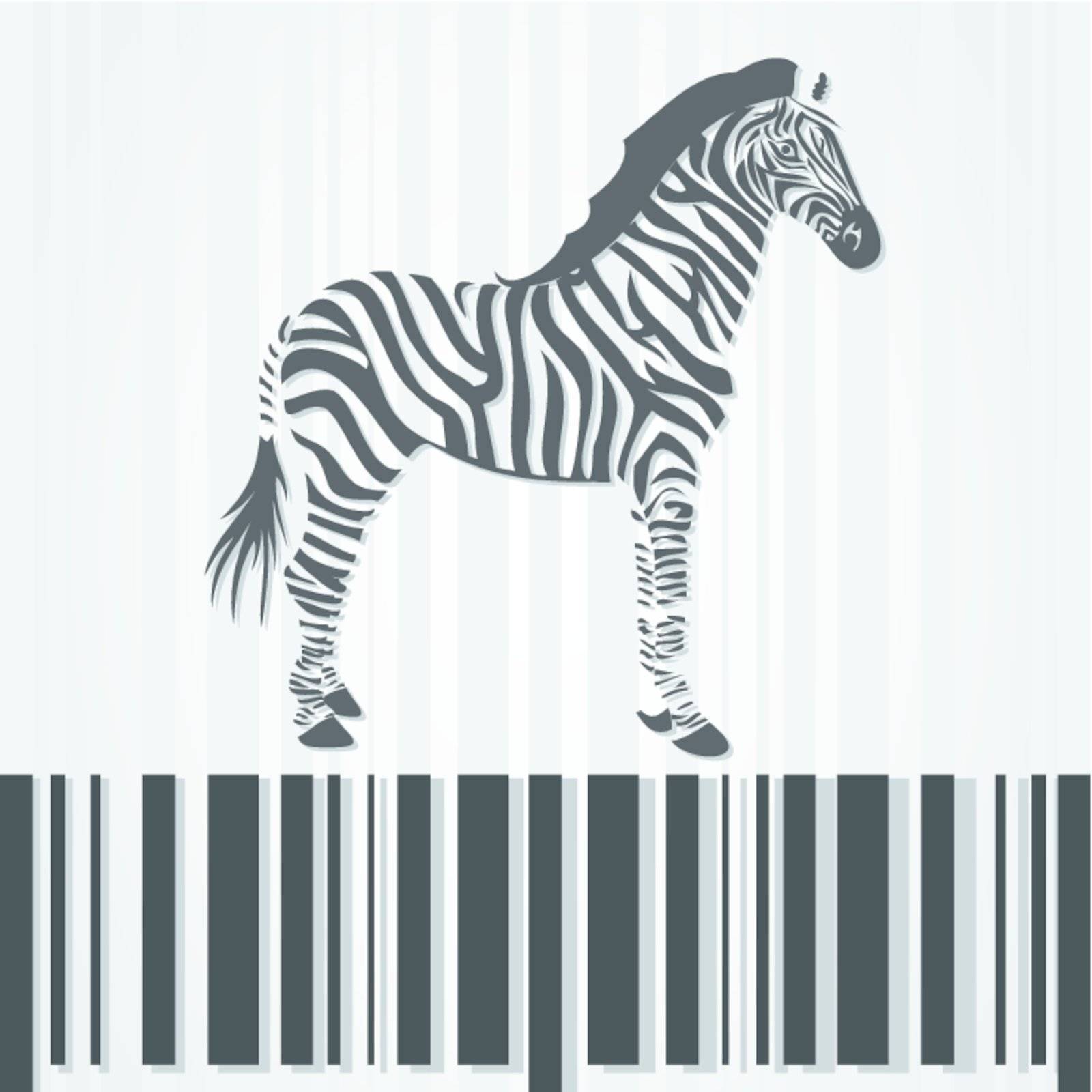 The horse a zebra costs on a stroke a code. A vector illustration