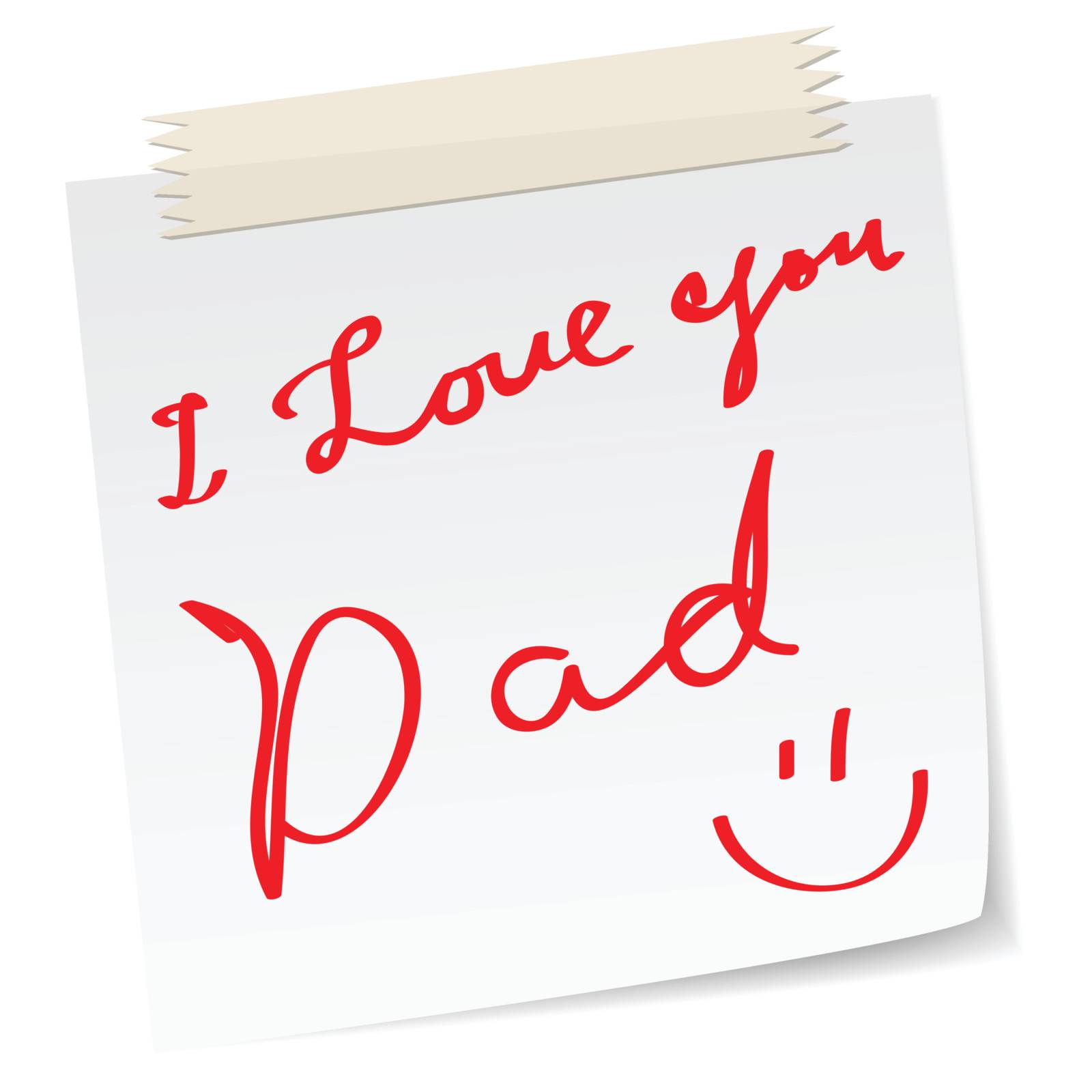father day greetings on a paper notes, with handwritten message.