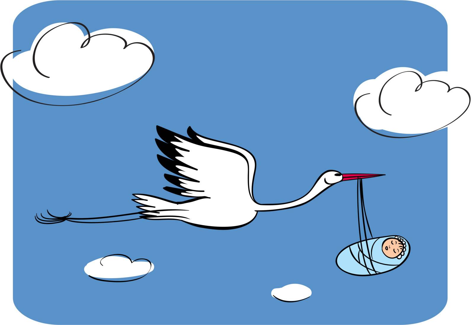 Stork with the kid  by ESSL
