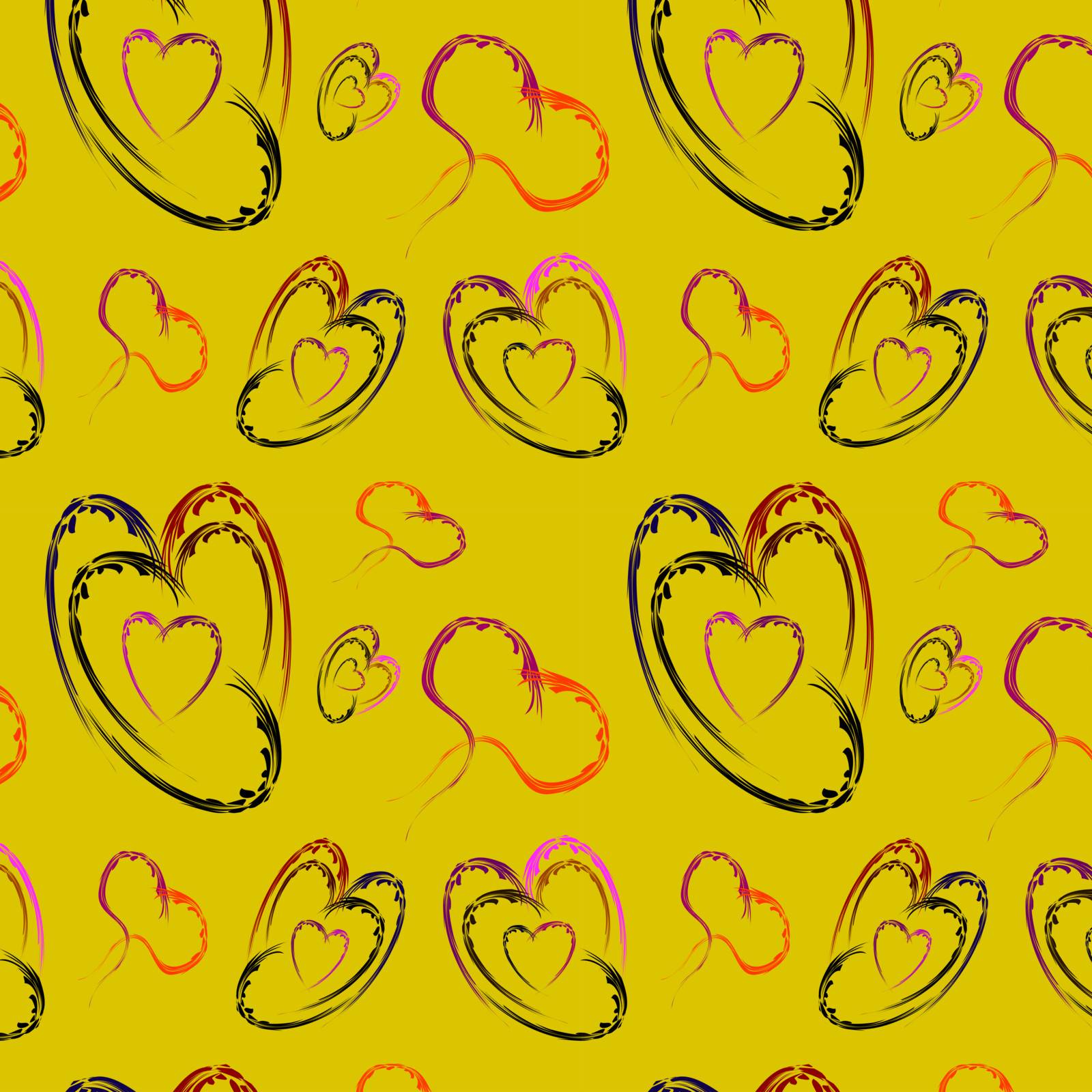 Seamless background with varicoloured abstract hearts, vector, illustration
