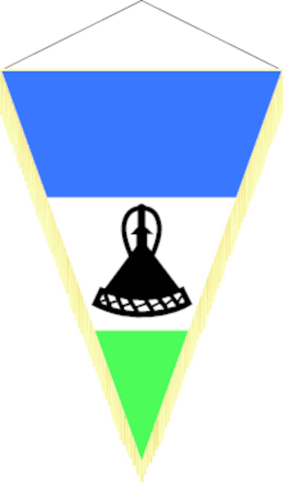 Vector image of a pennant with the national flag of Lesotho