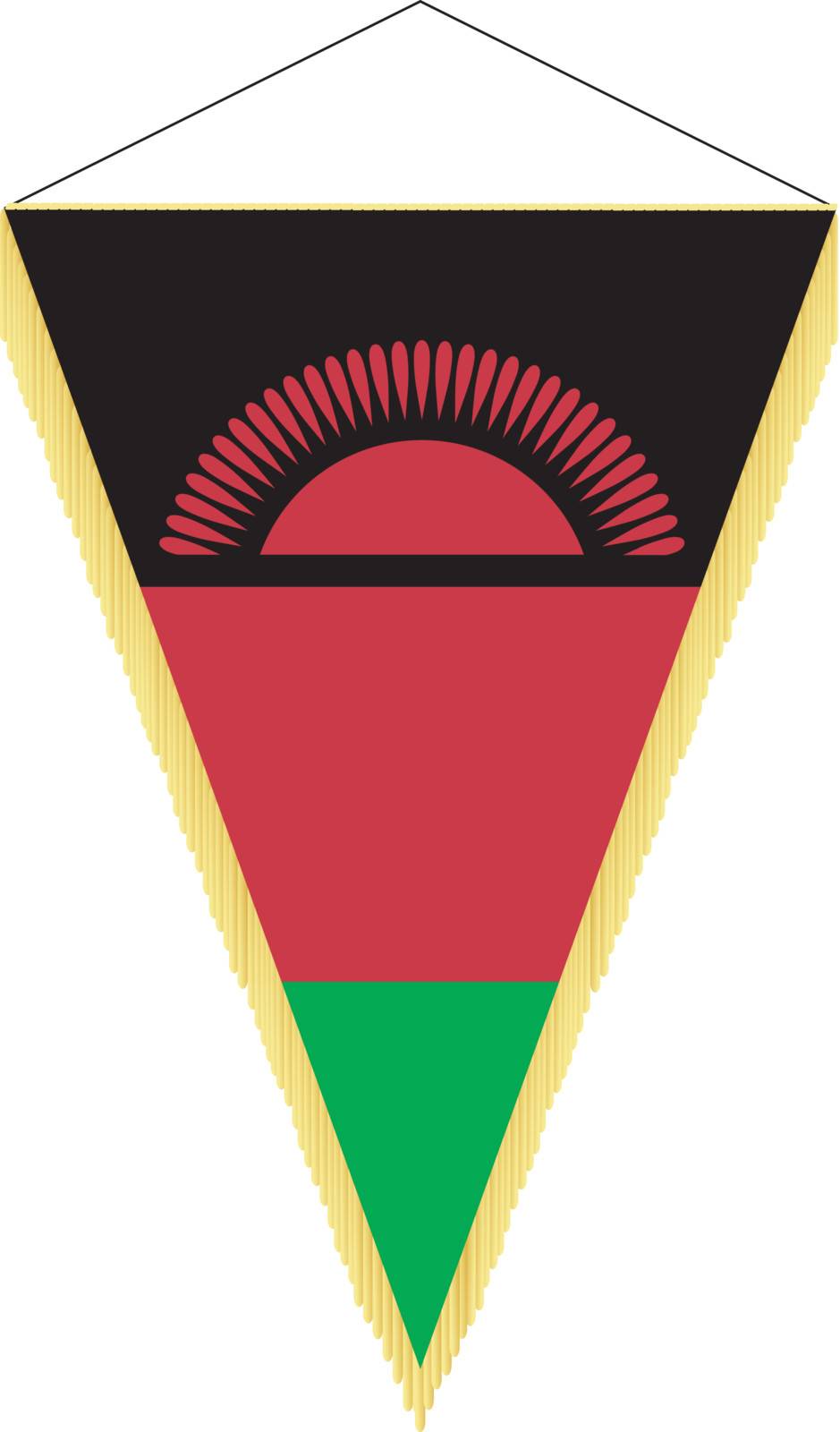 Vector image of a pennant with the national flag of Malawi 
