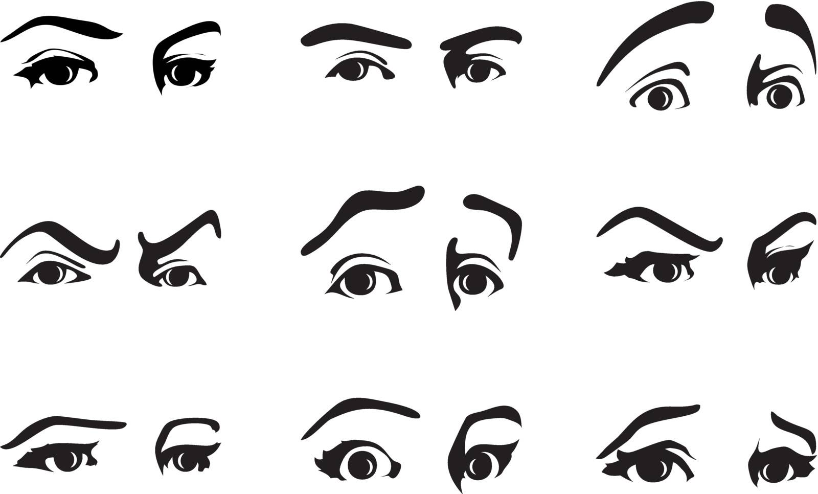 Different expression of an eye expressing emotions. A vector illustration