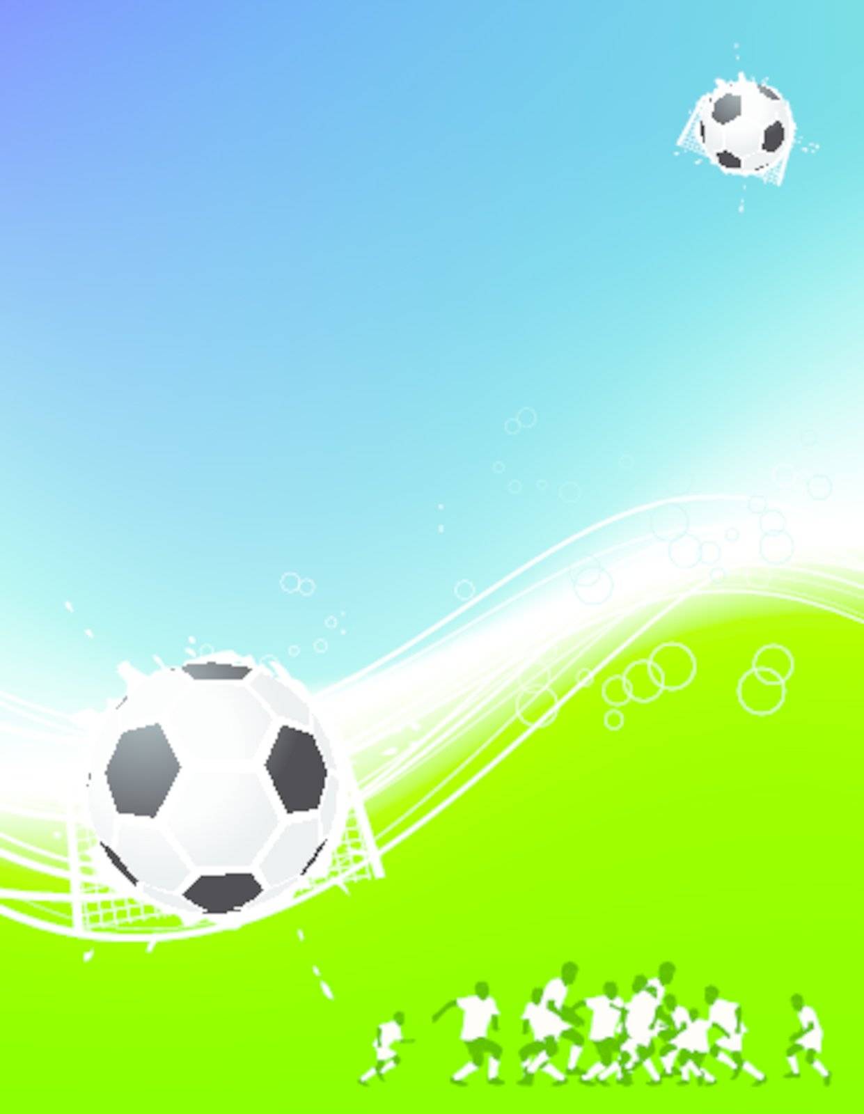 Football background for your design. Players on field, soccer ball by Kudryashka