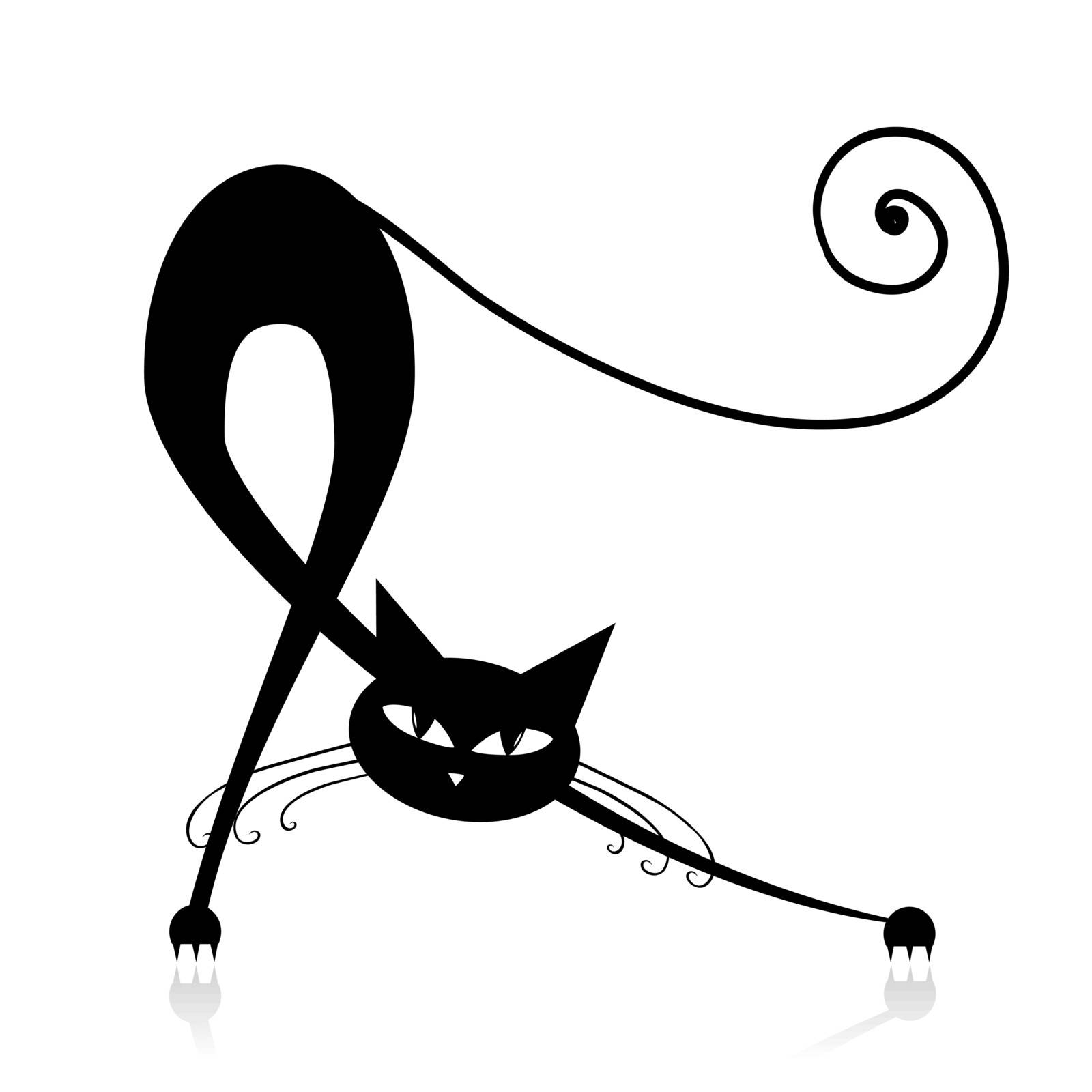 Graceful black cat silhouette for your design by Kudryashka