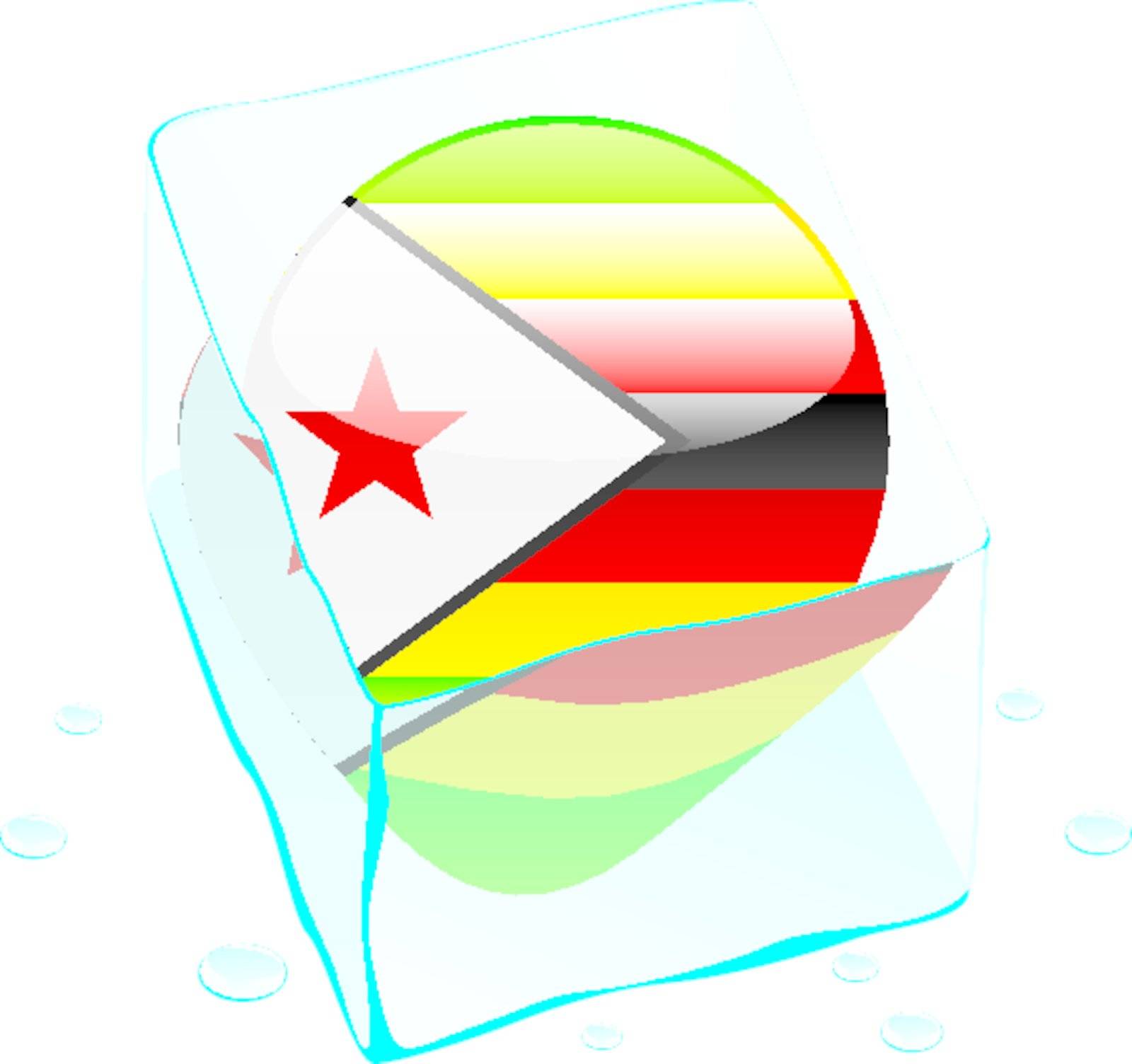 zimbabwe button flag frozen in ice cube by pilgrimartworks