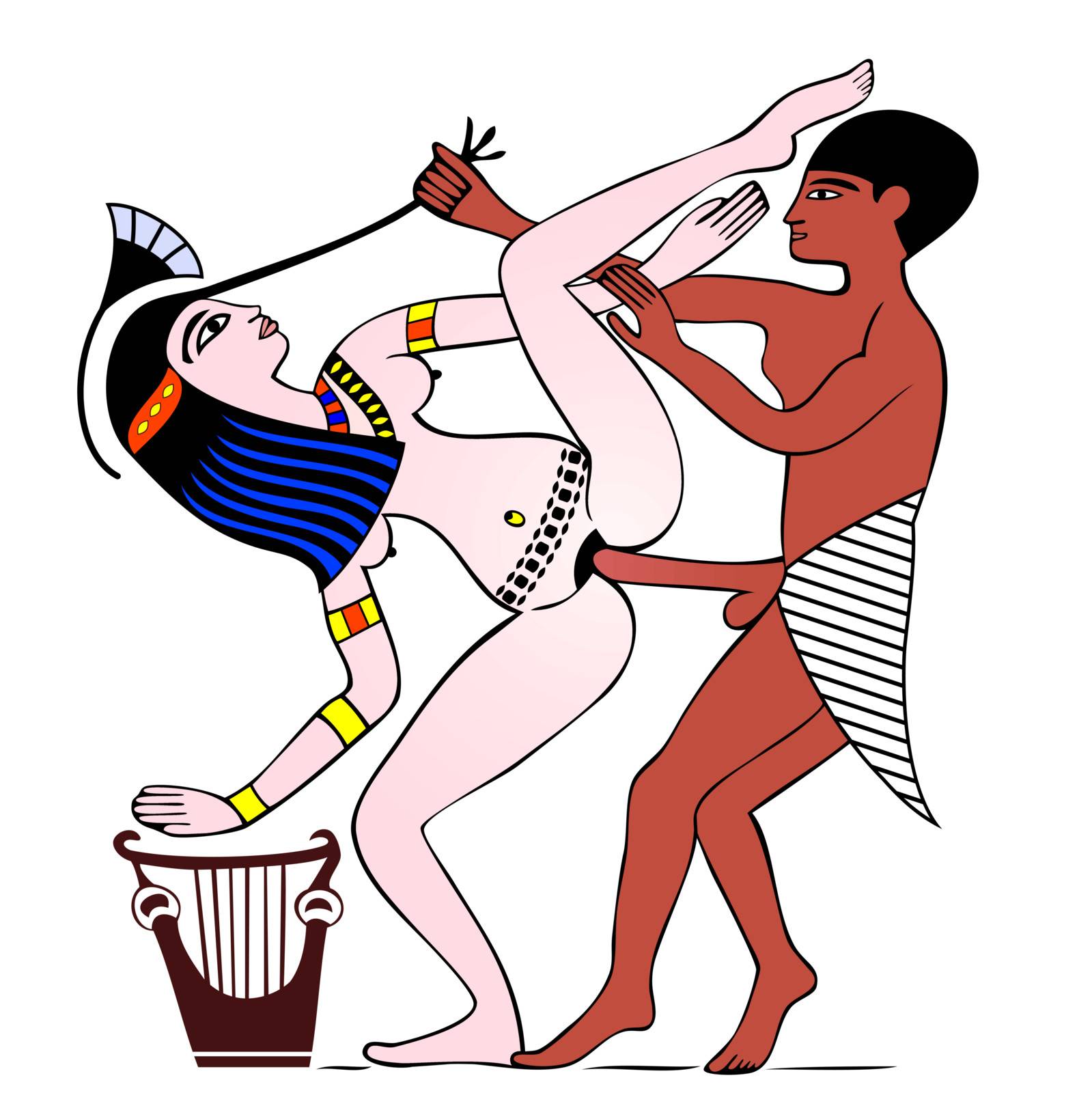 Erotic drawing from ancient Egypt - vector