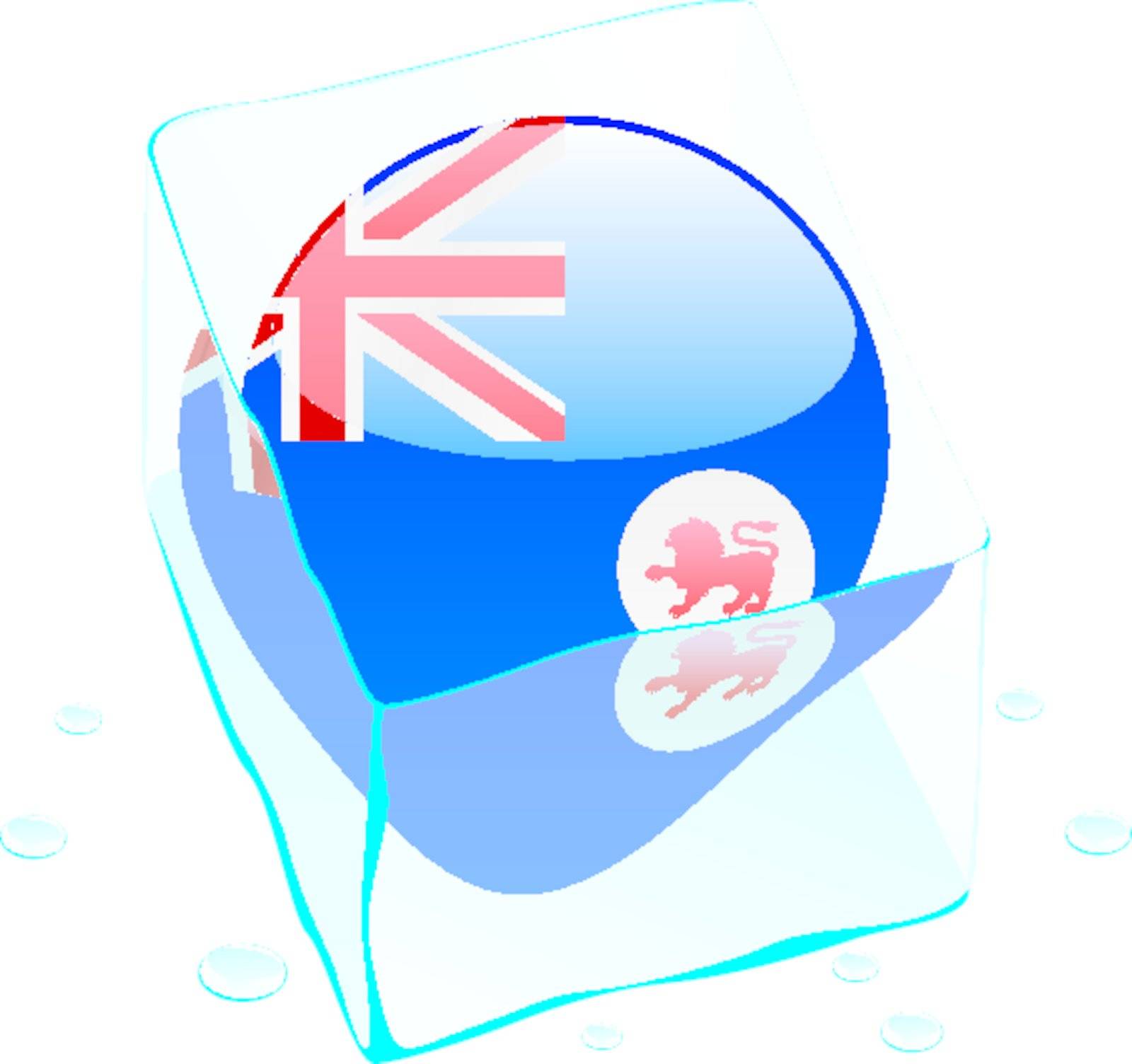 fully editable vector illustration of tasmania button flag frozen in ice cube