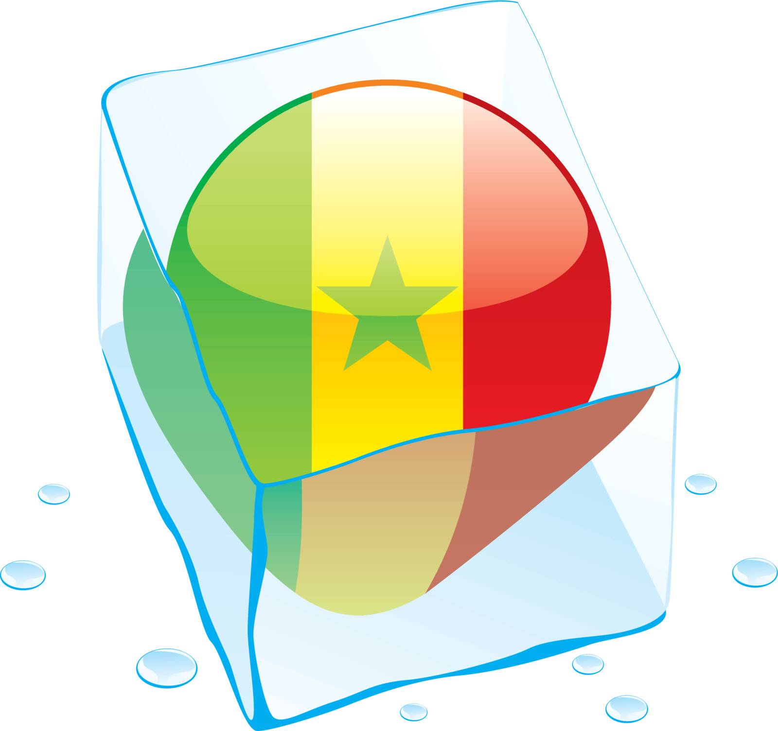 senegal button flag frozen in ice cube by pilgrimartworks