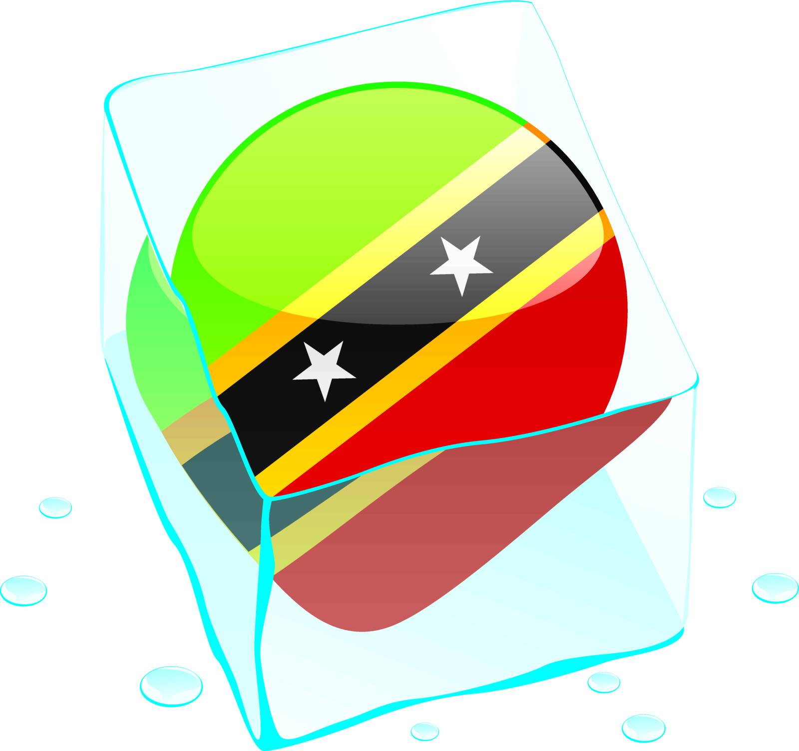 fully editable vector illustration of saint kitts and nevis button flag frozen in ice cube