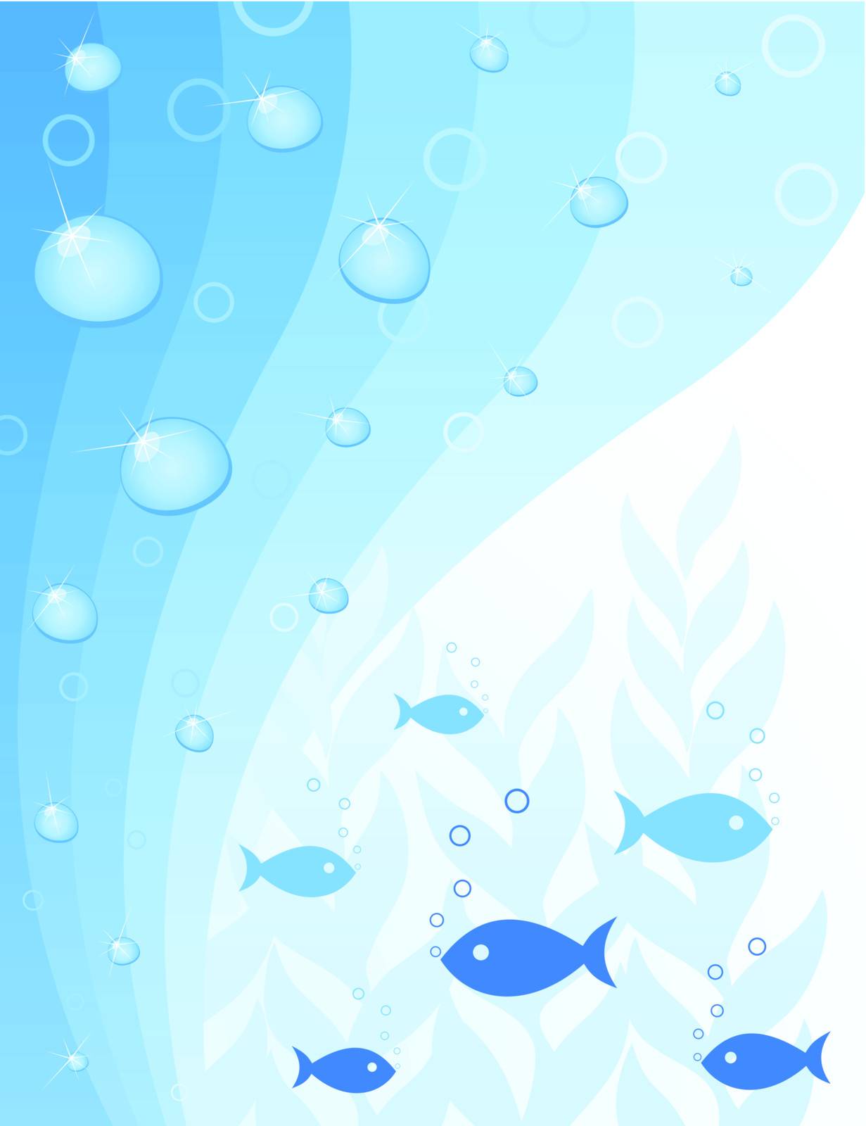 Blue sea background with fishes. A vector illustration