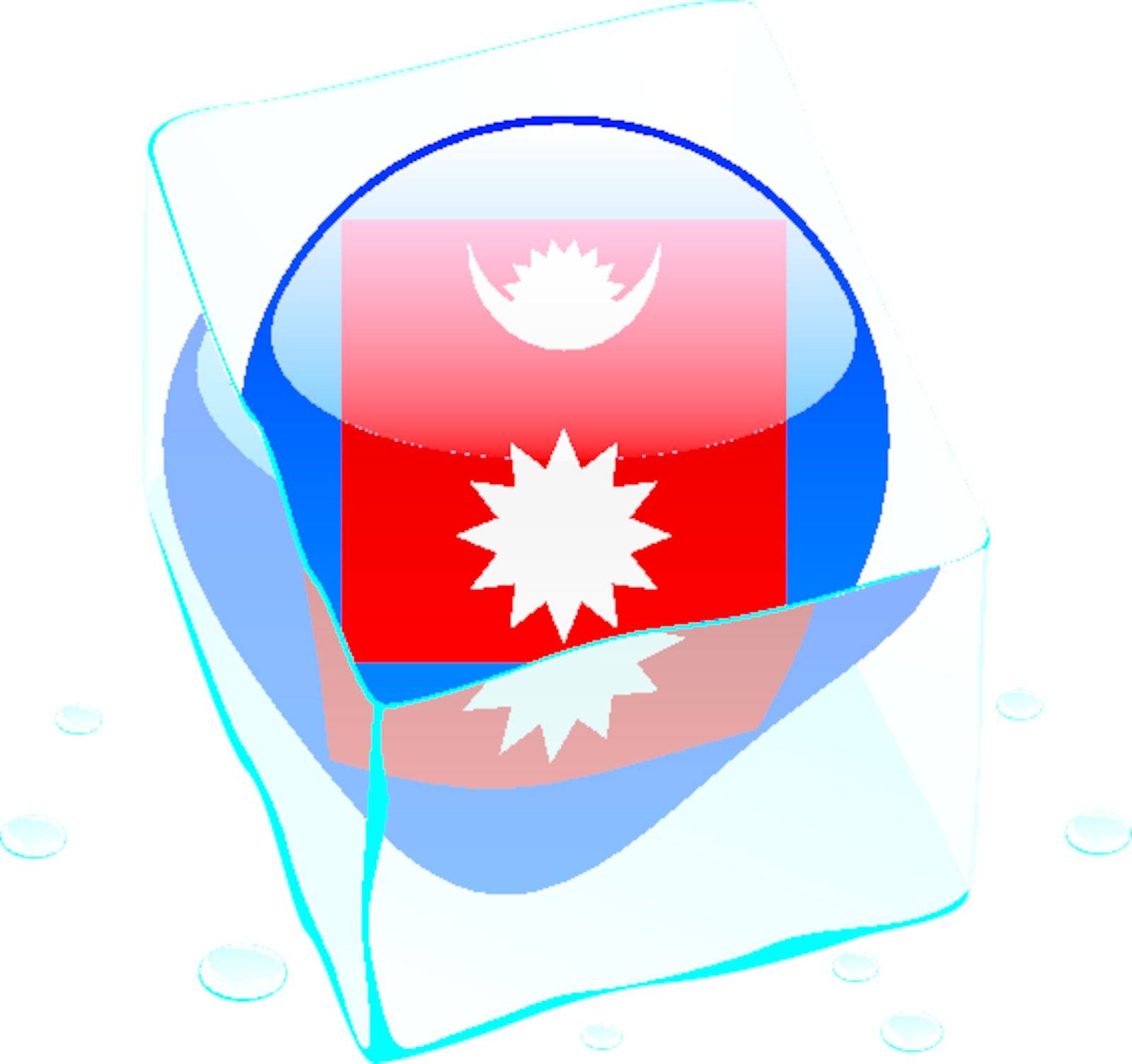 nepal button flag frozen in ice cube by pilgrimartworks