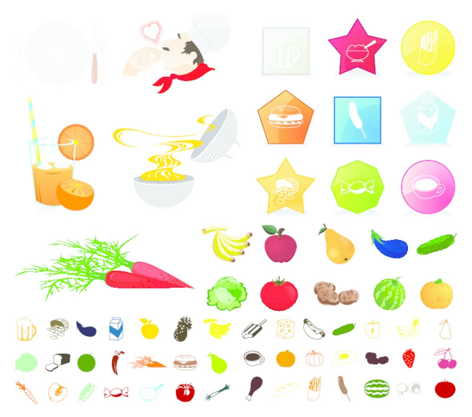 Collection on a theme of a foodstuff. A vector illustration