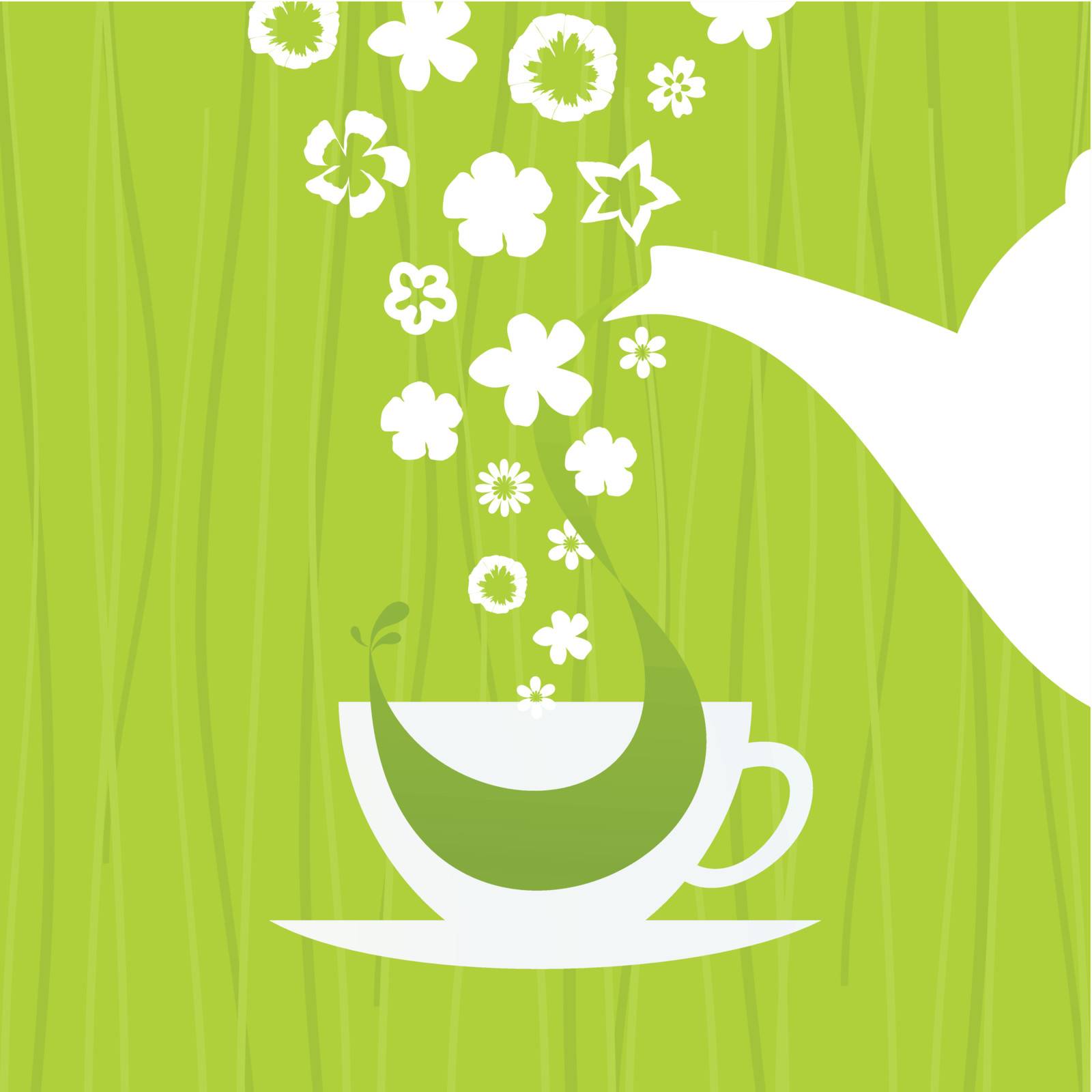 In a cup green tea. A vector illustration