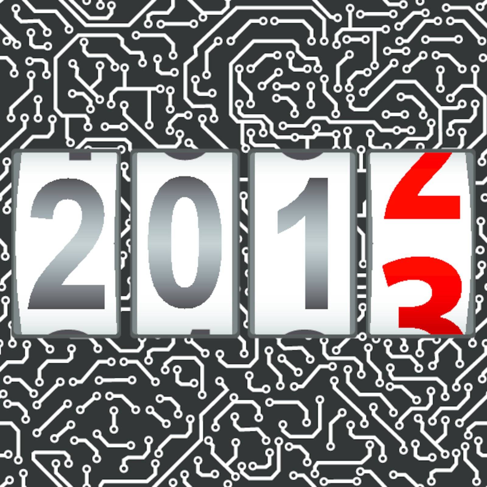 2013 New Year counter, vector. Seamless pattern.