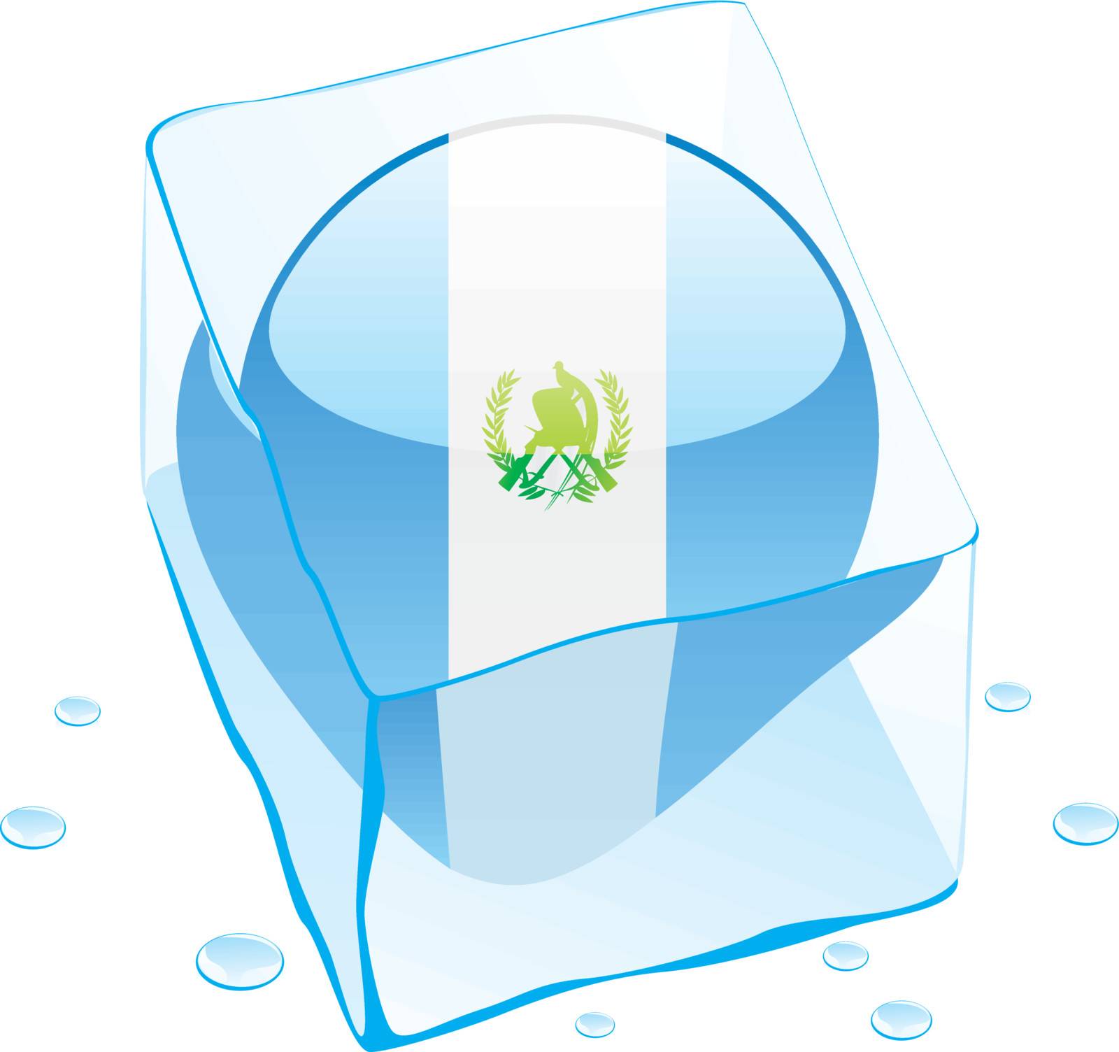 fully editable vector illustration of guatemala button flag frozen in ice cube