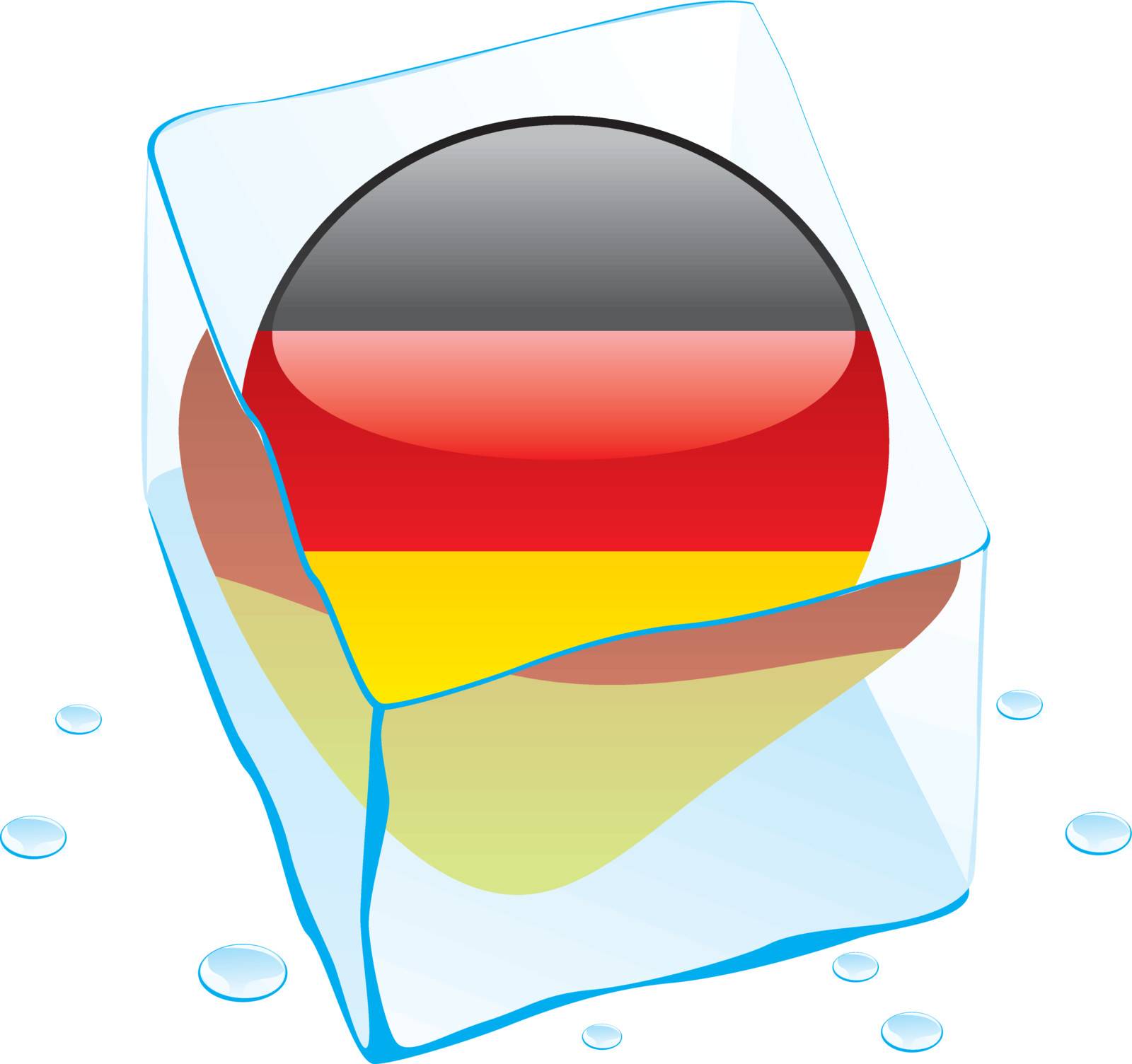 fully editable vector illustration of germany button flag frozen in ice cube