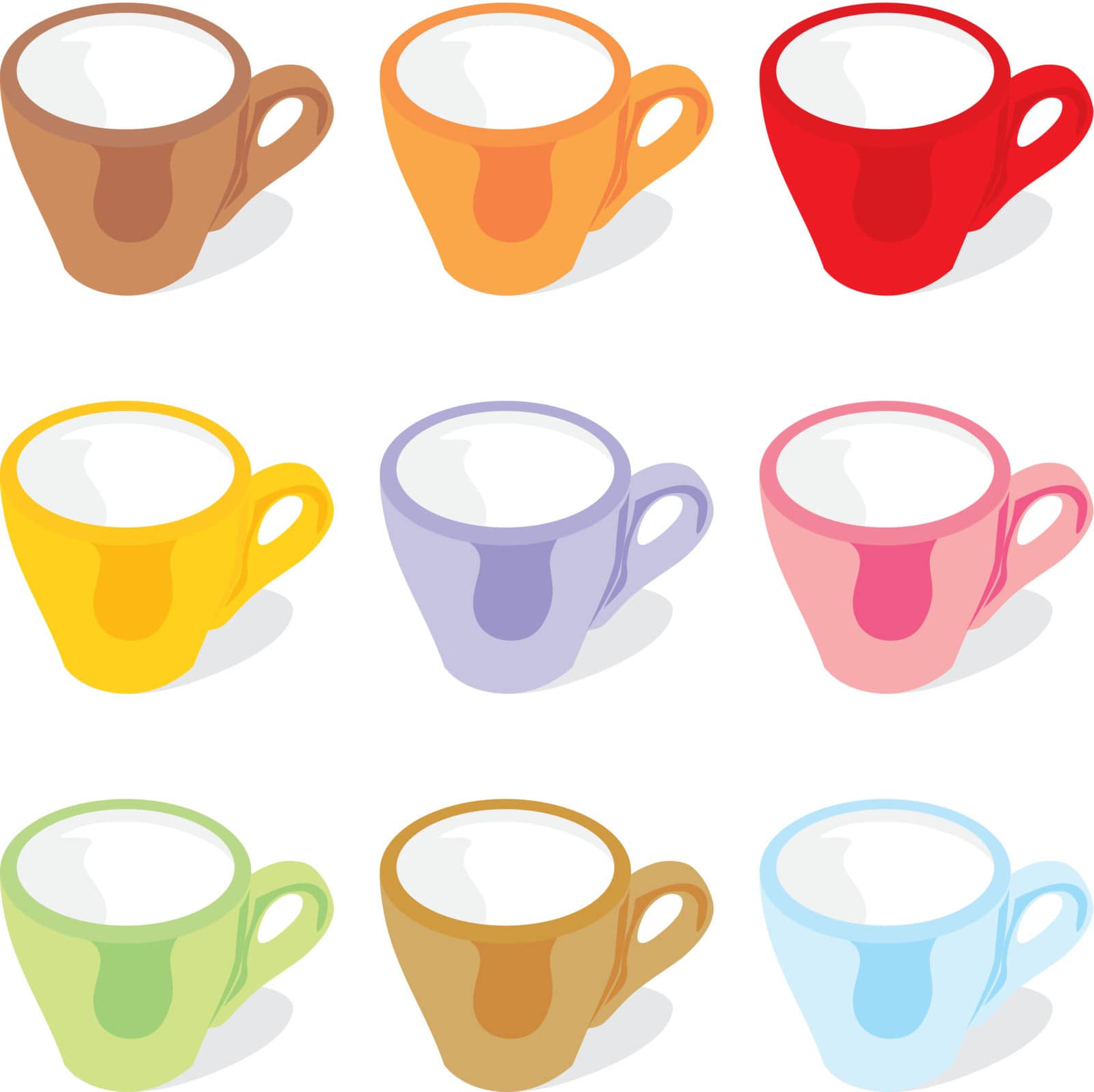 fully editable vector illustration of isolated espresso cups