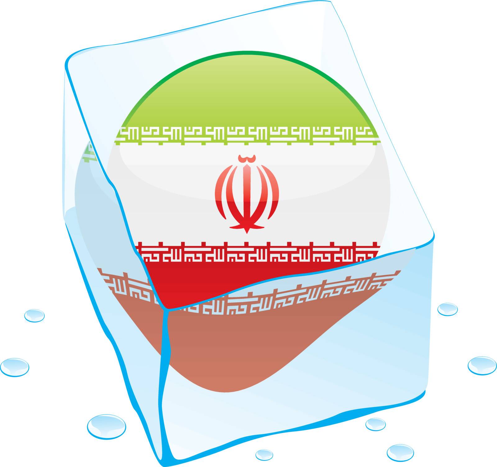 fully editable vector illustration of iran button flag frozen in ice cube