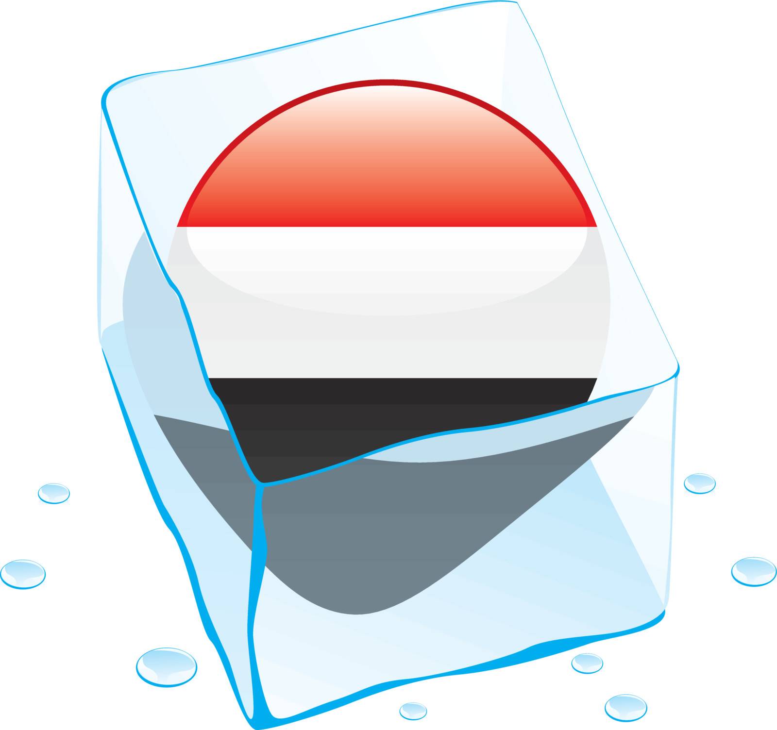 fully editable vector illustration of egypt button flag frozen in ice cube
