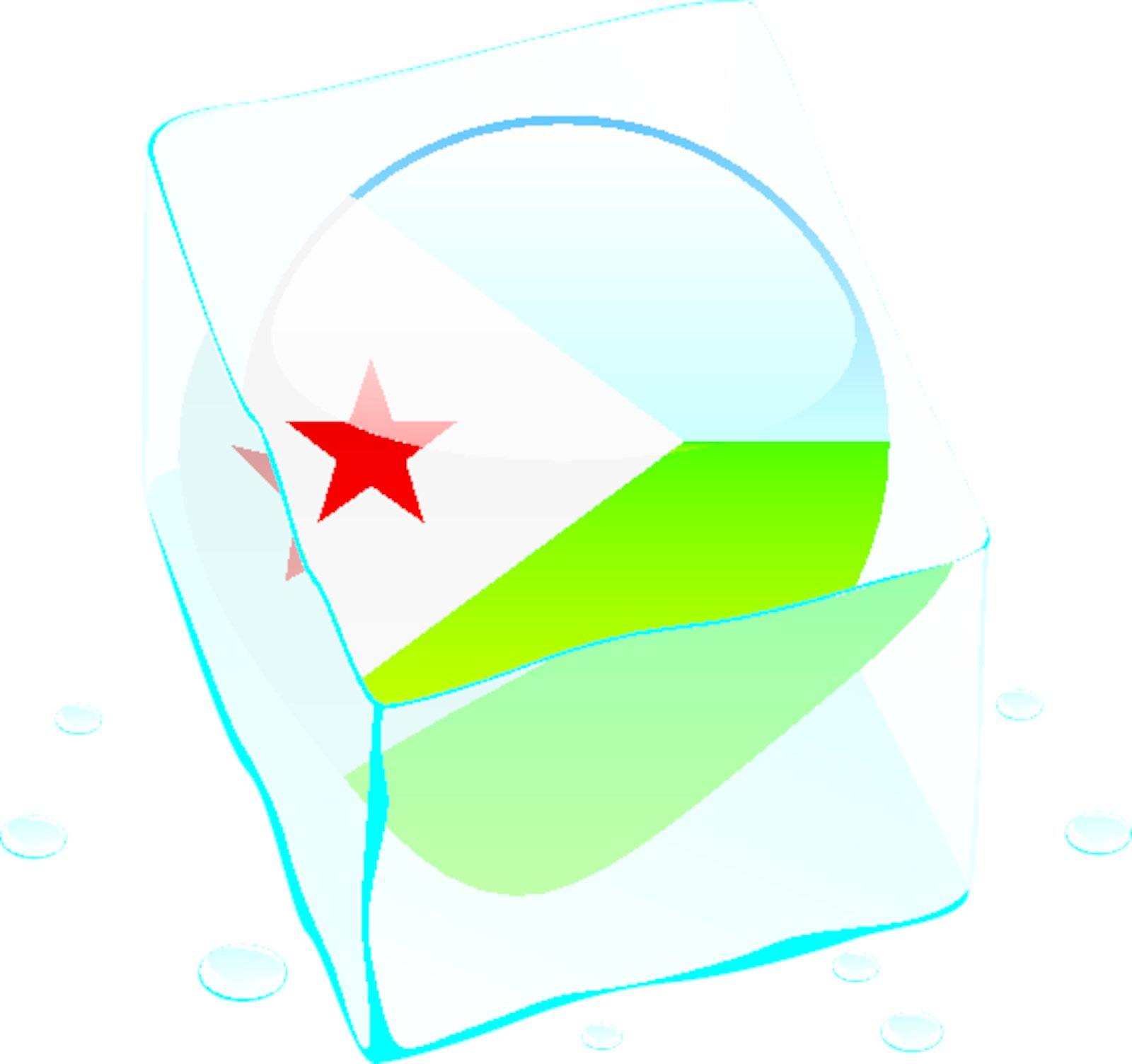 fully editable vector illustration of djibouti button flag frozen in ice cube