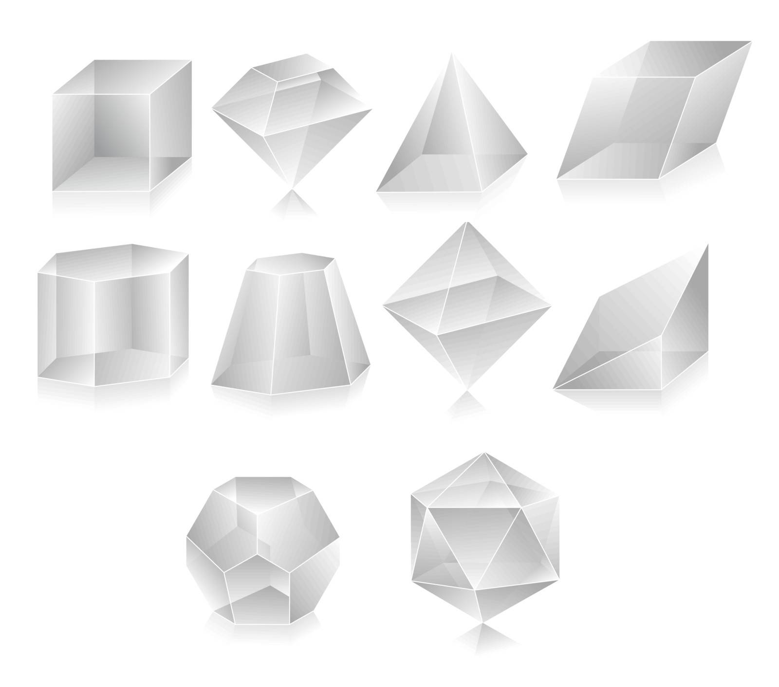Blank translucent 3d shapes design illustration