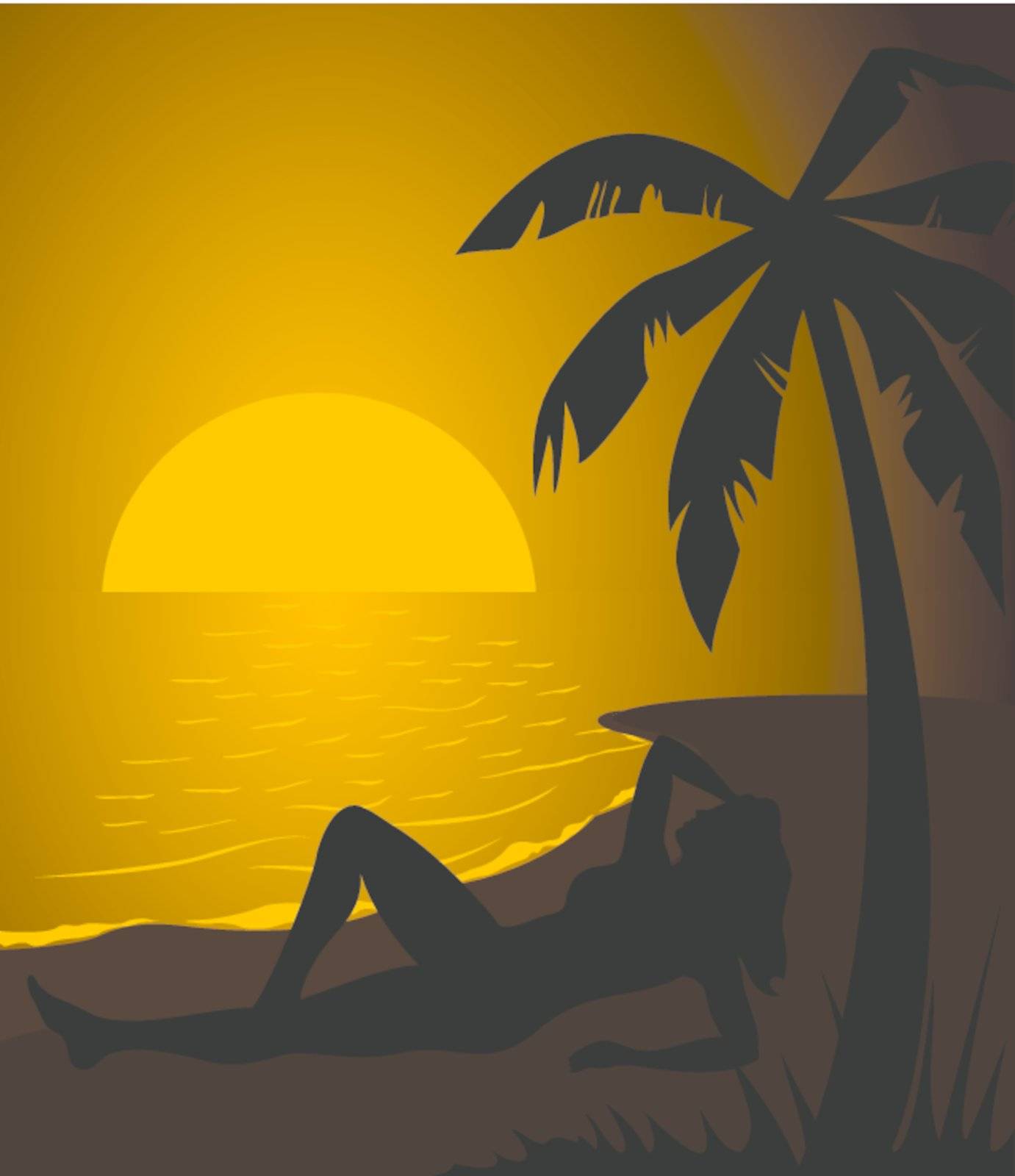 The girl lays on a beach on a decline. A vector illustration