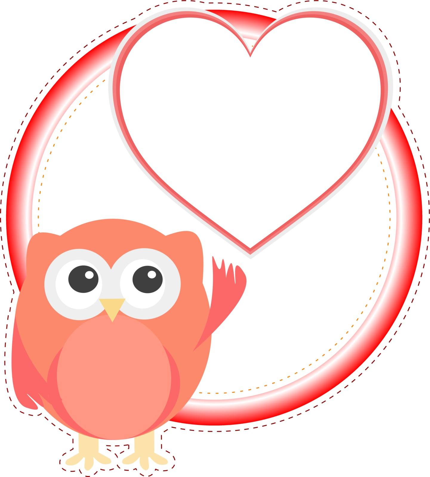 valentine owl girl with heart. holiday vector card by fotoscool