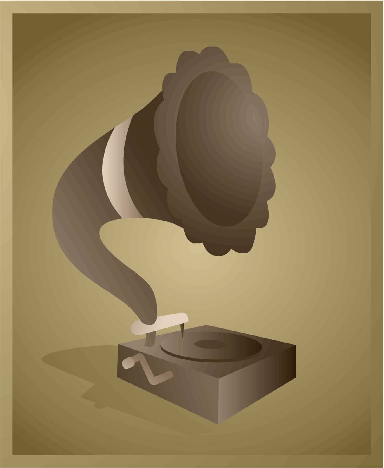 Vector vintage cartoon of a gramophone