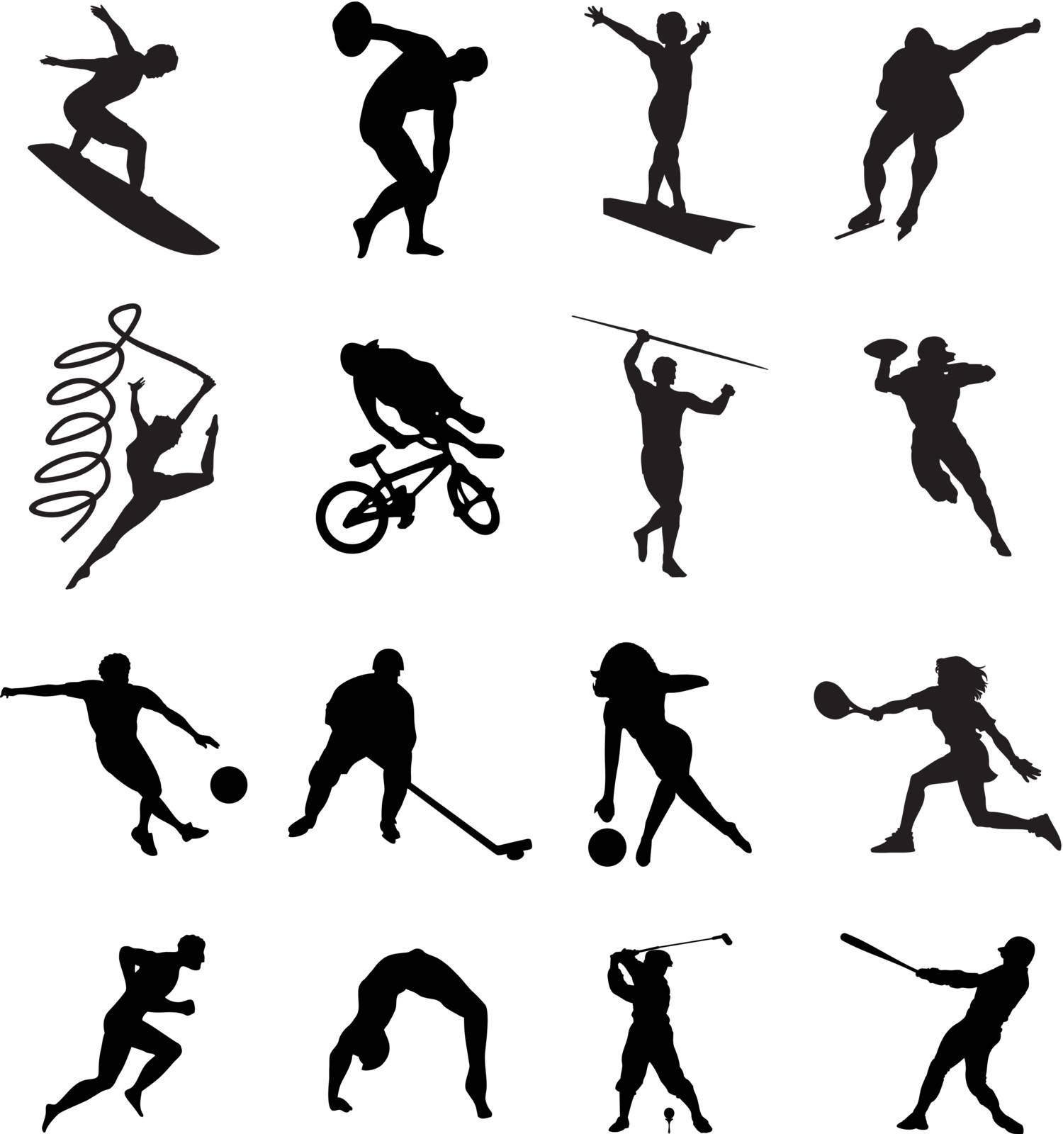 The people are engaged in different kinds of sports. A vector illustration.