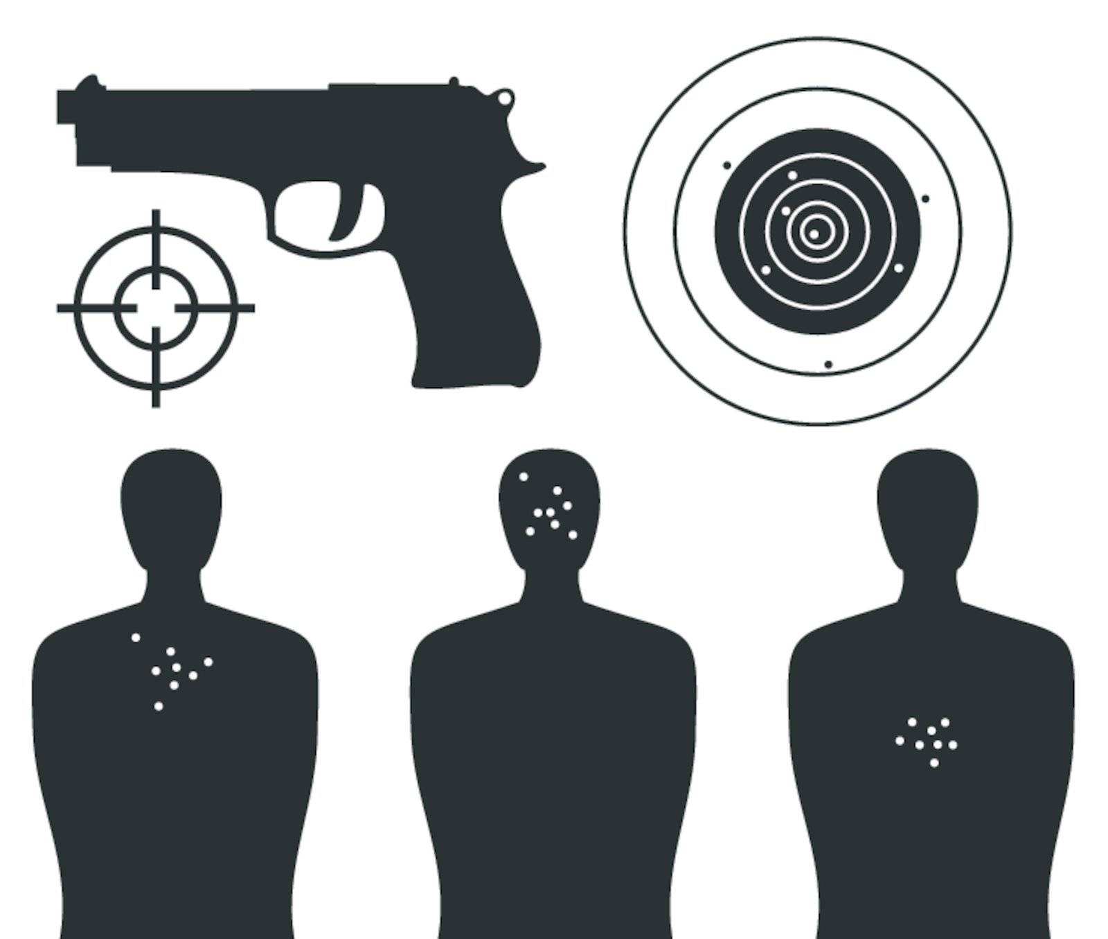 Target of a figure of the person and pistol. A vector illustration