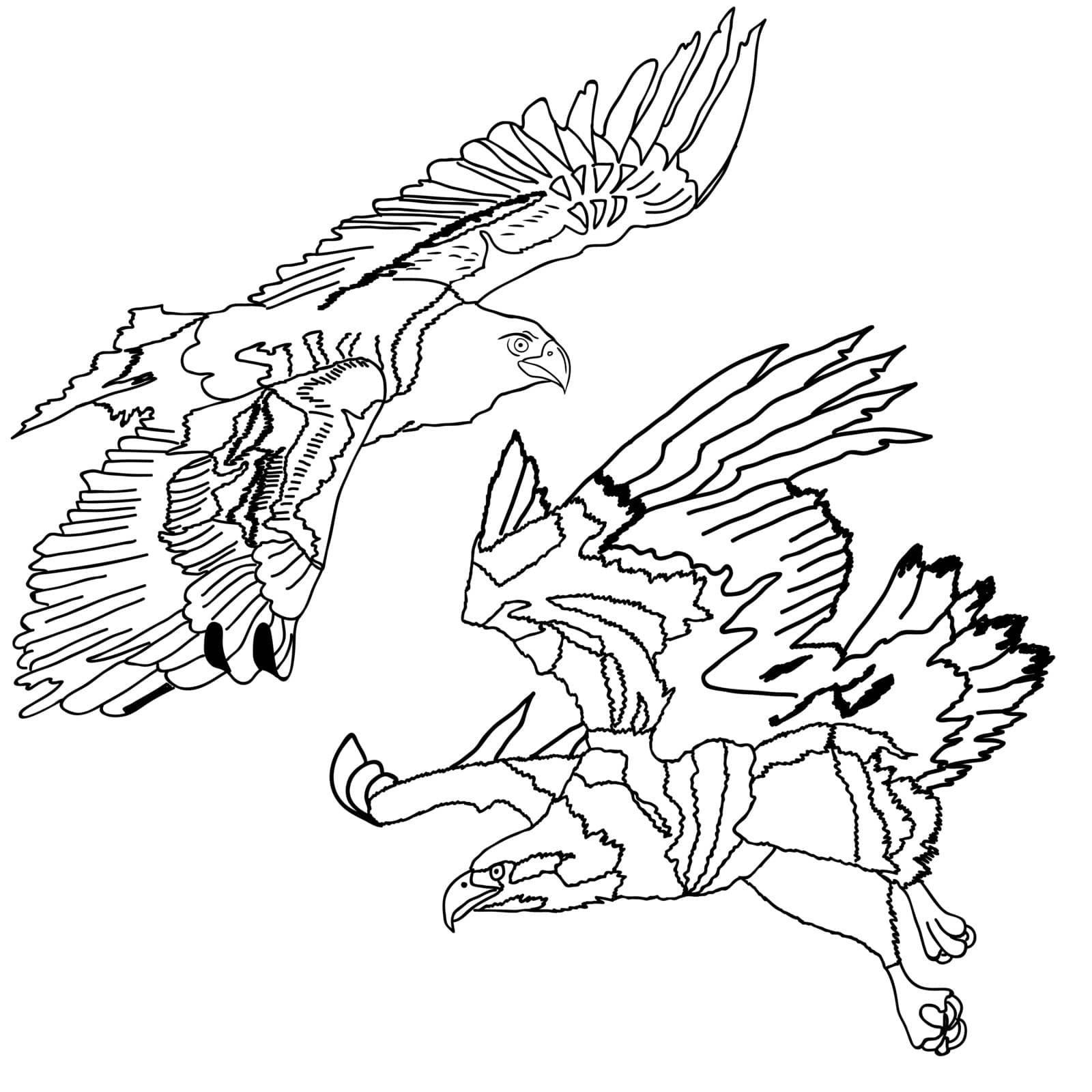 Eagles symbols and tattoo, vector illustration.