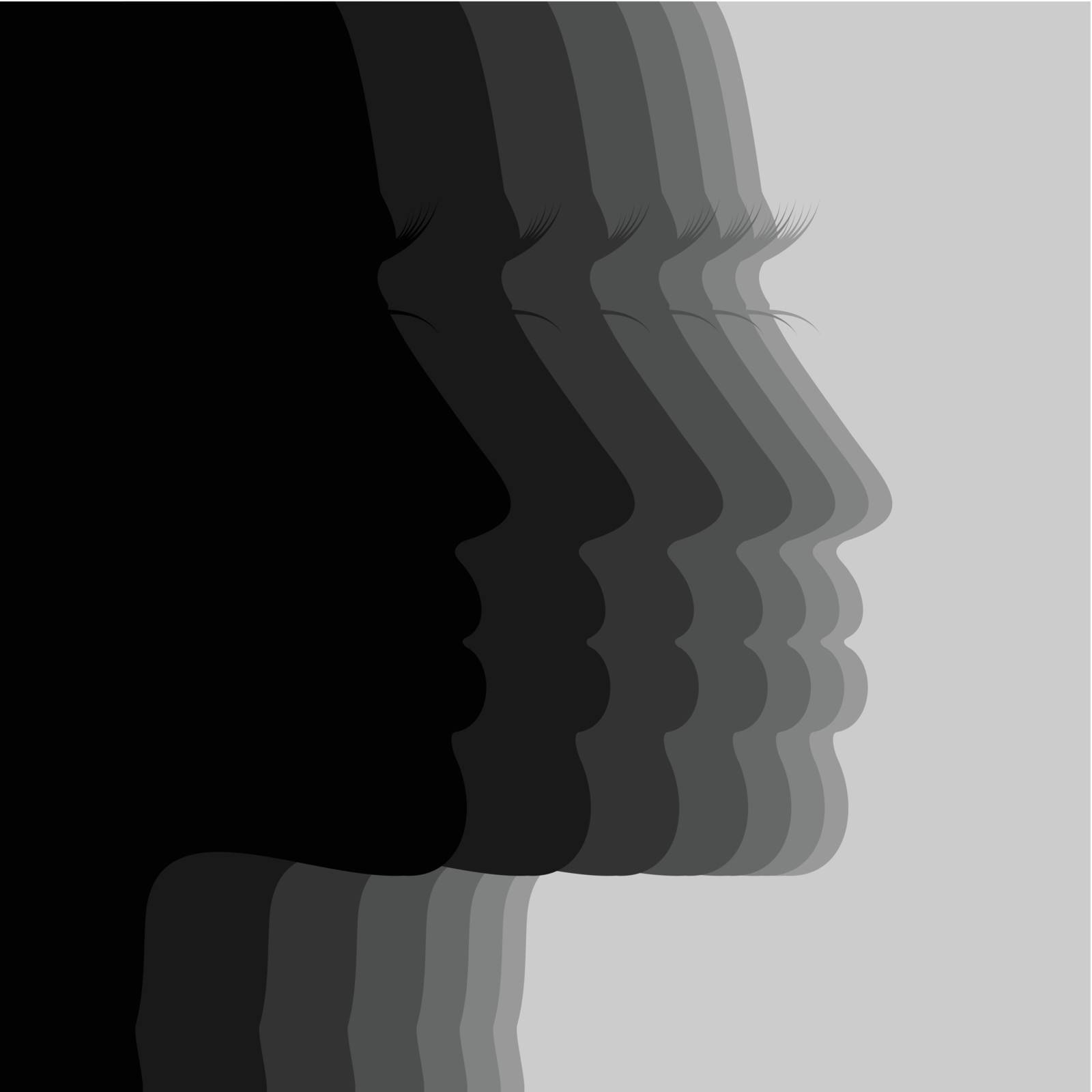Silhouette the person of the girl. A vector illustration
